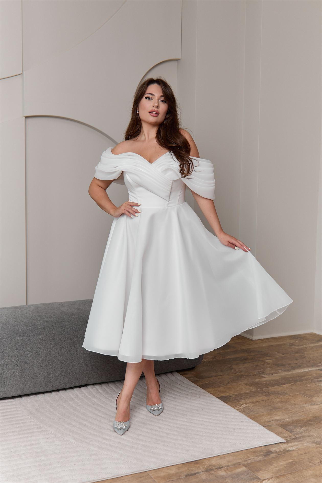 Свадебное платье Монблан миди