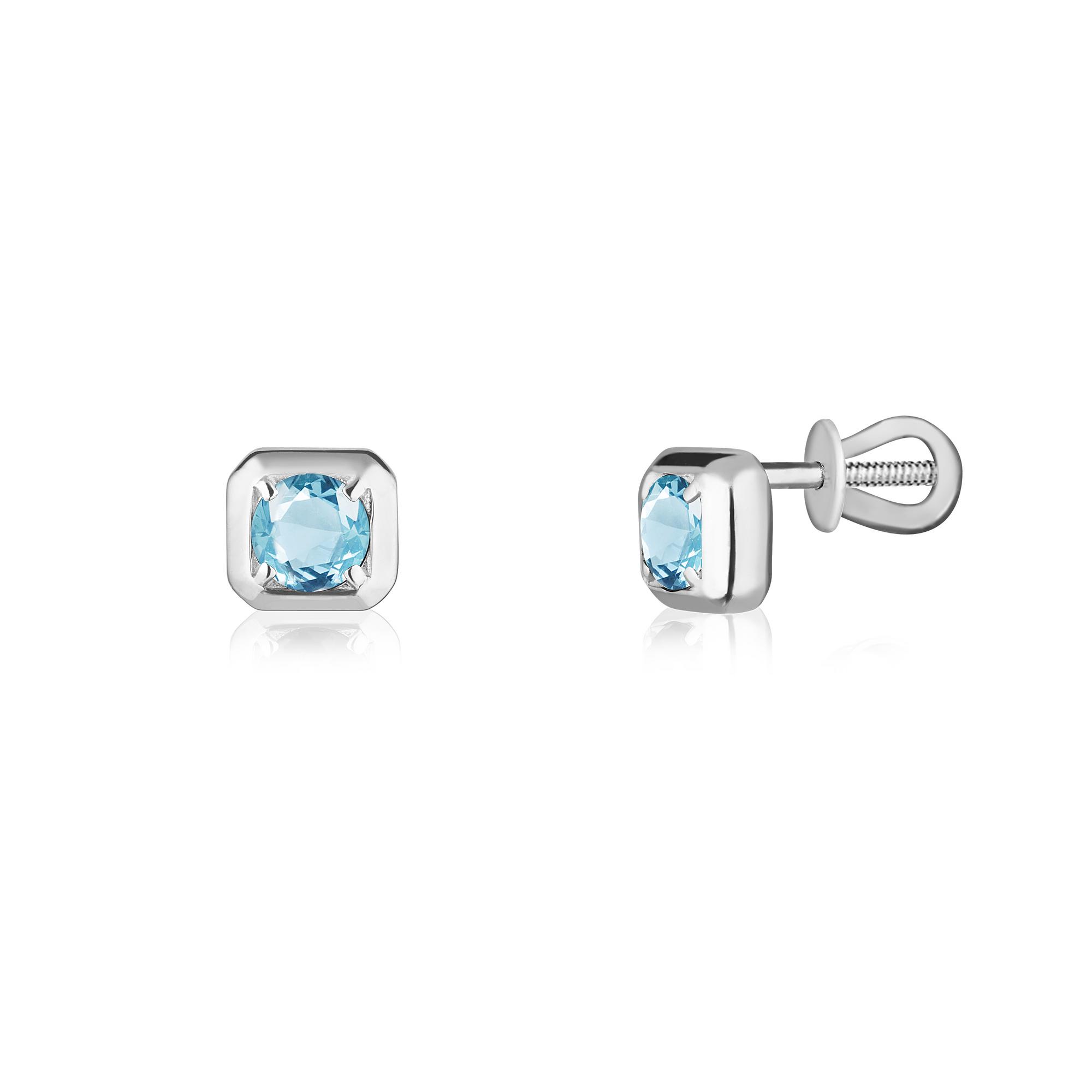 Серьги Crystal Square с голубым топазом