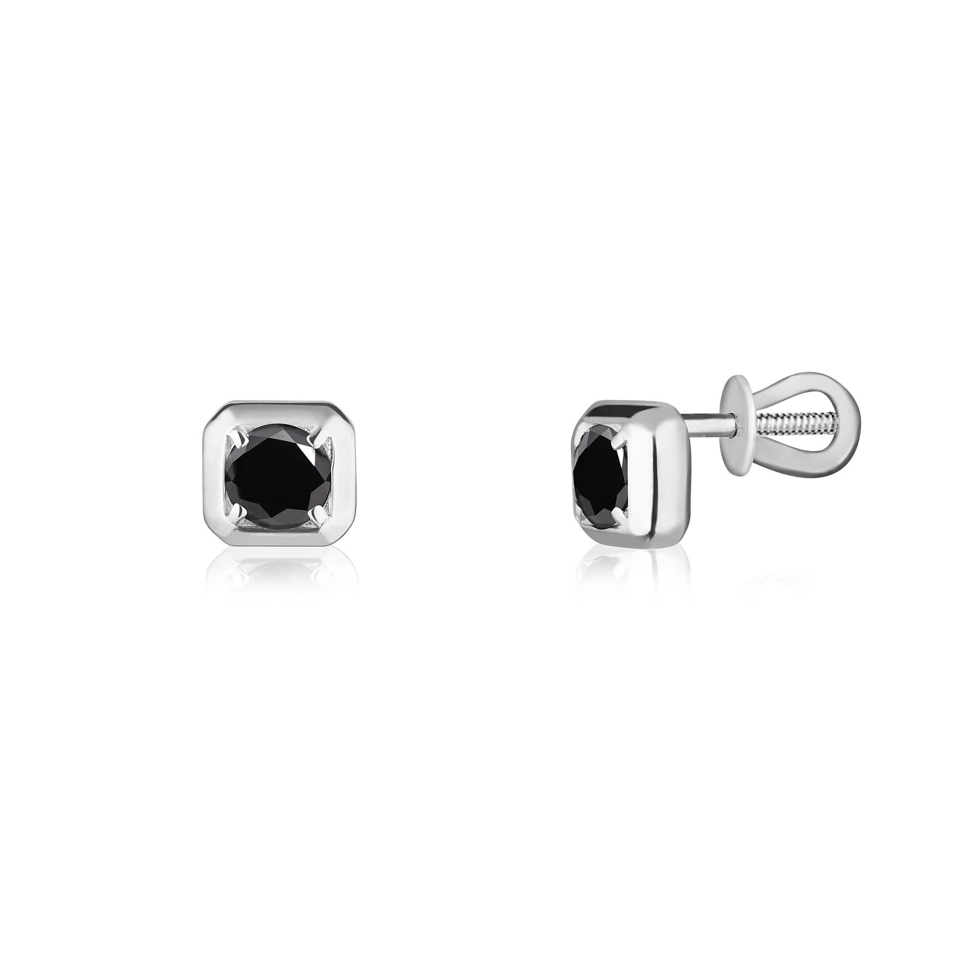 Серьги Crystal Square с черной шпинелью