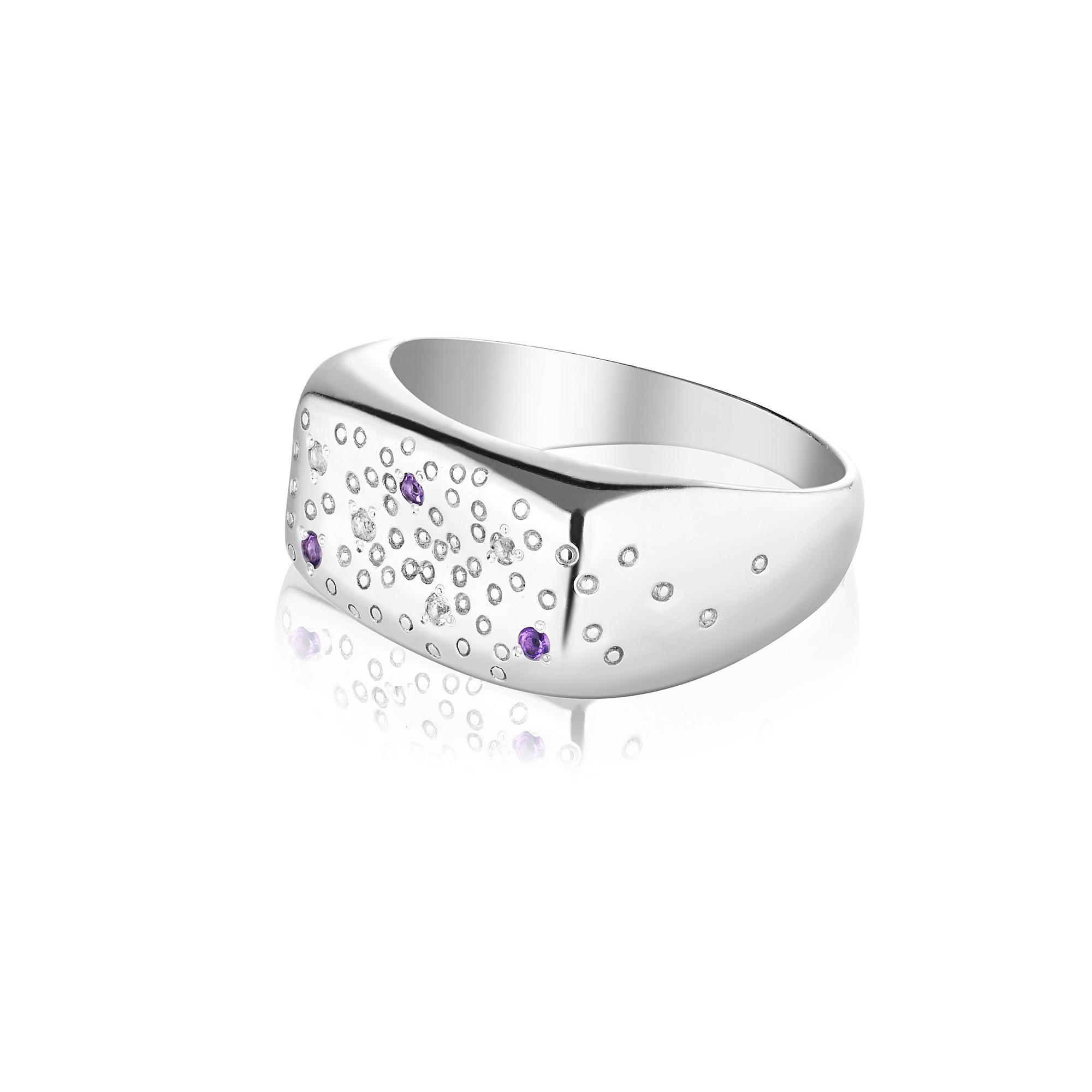 Кольцо 7 Crystals с топазом и аметистом