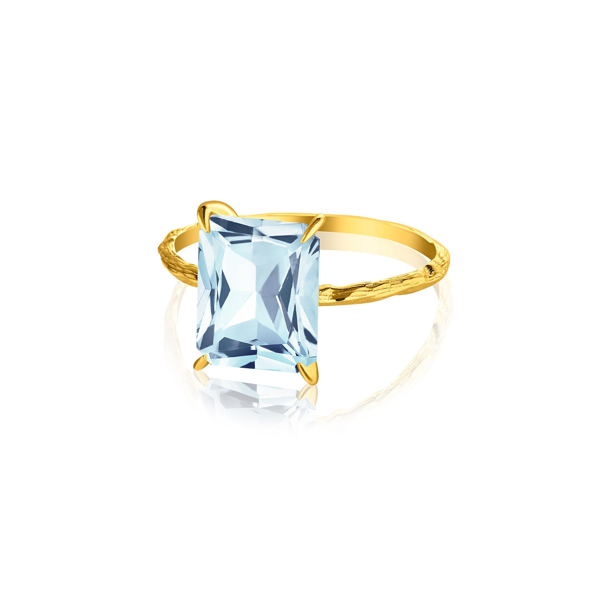 Кольцо Crystal Classic с голубым топазом (желтое золото)