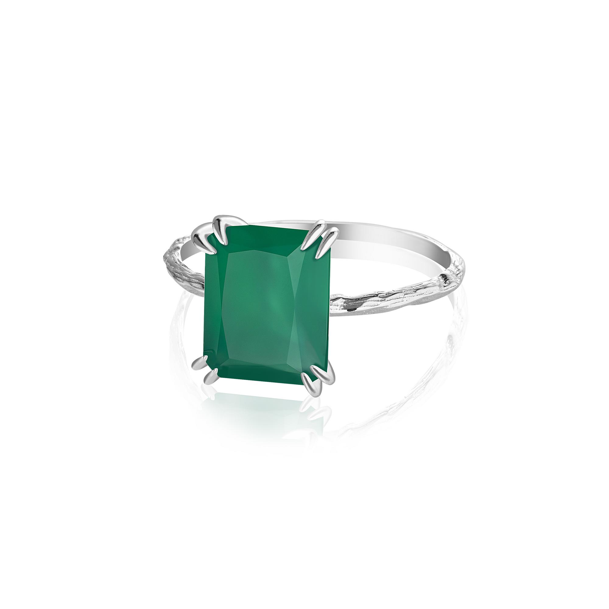 Кольцо Crystal Classic с зеленым агатом