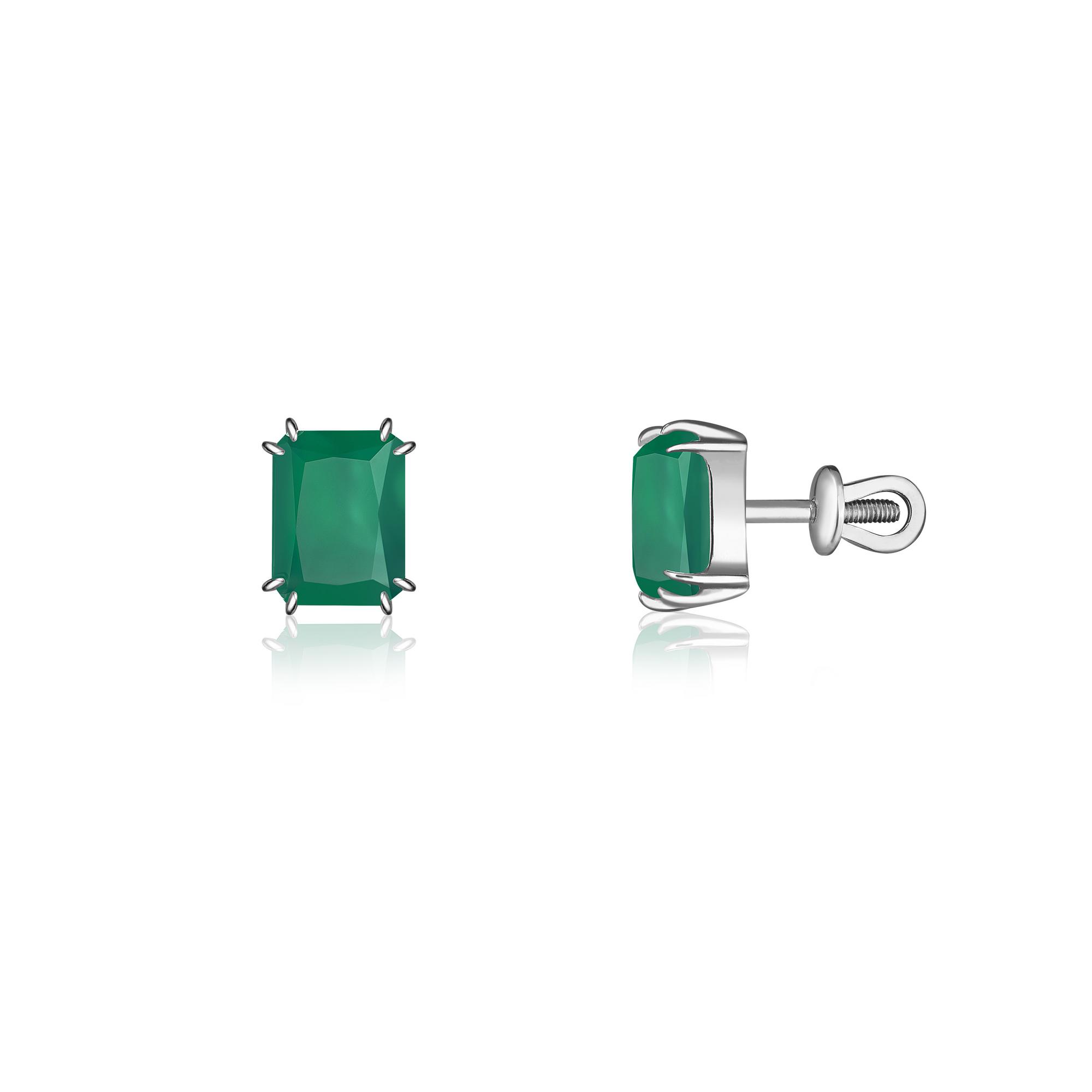 Серьги Crystal Classic с зеленым агатом