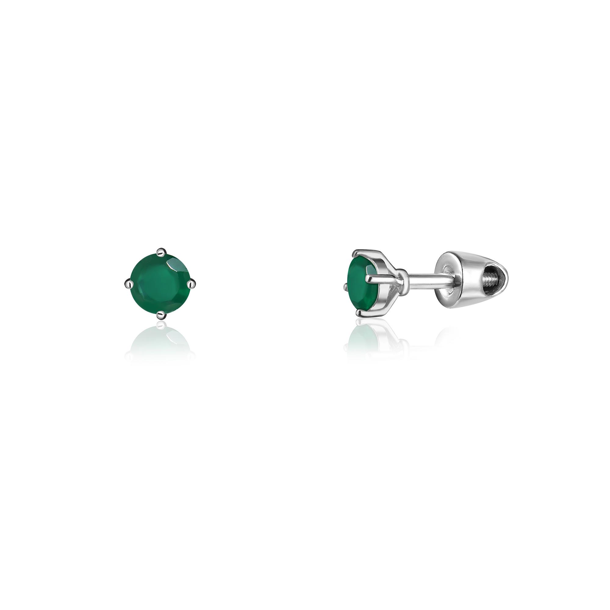 Серьги Crystal Circle с зеленым агатом