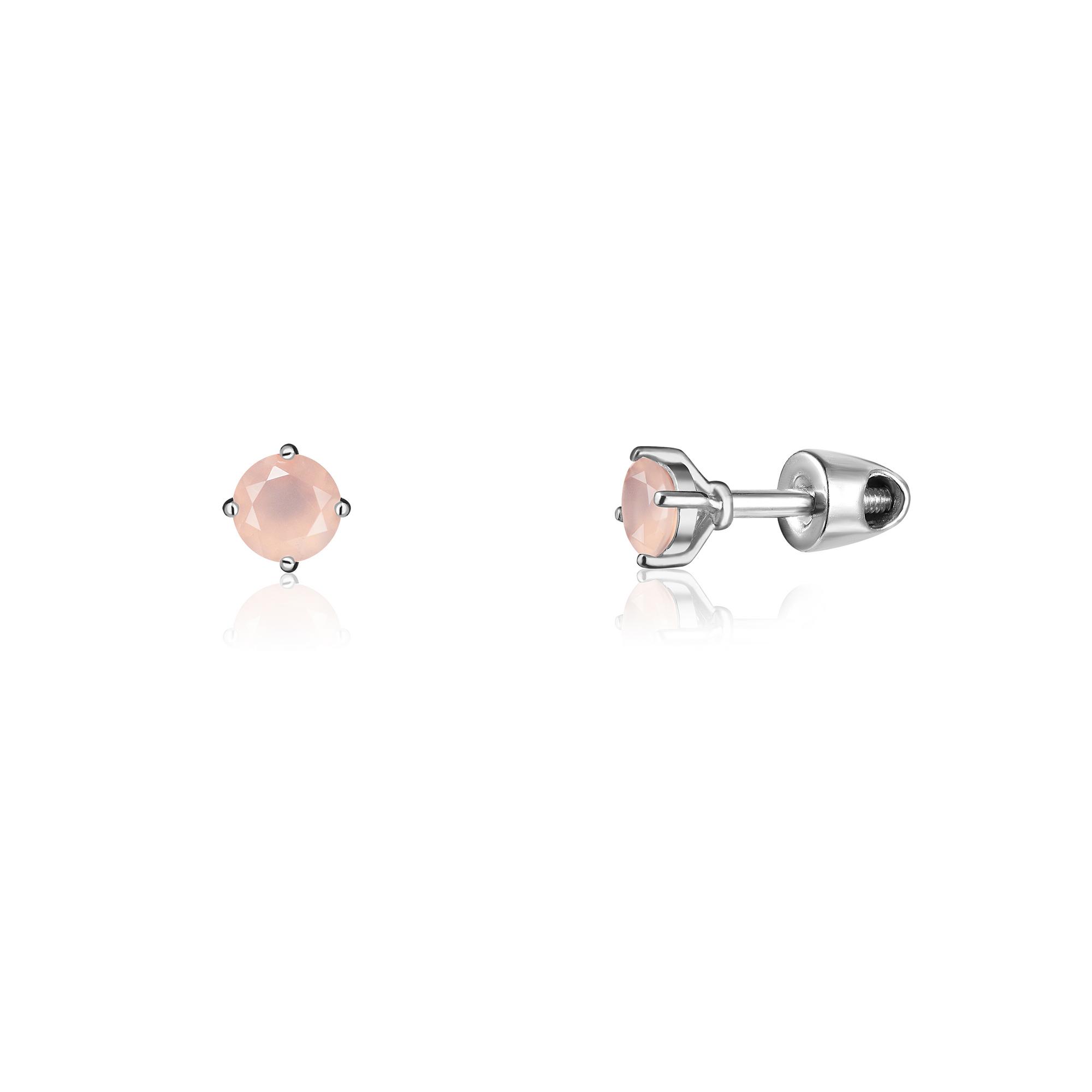 Серьги Crystal Circle с розовым халцедоном