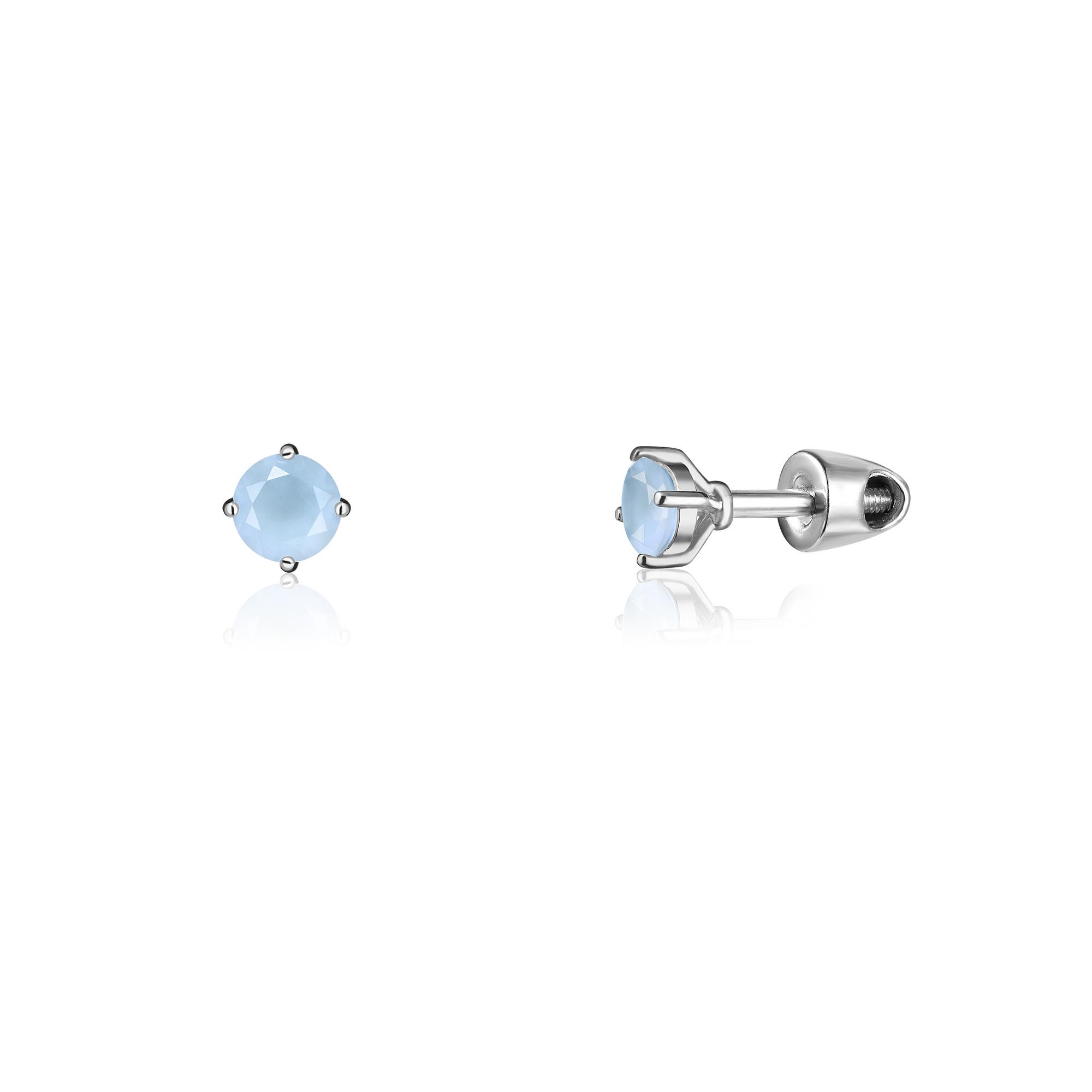 Серьги Crystal Circle  с голубым халцедоном