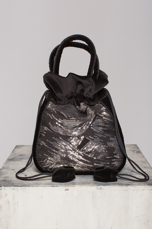 Сумка бархатная с пайетками, цвет черный