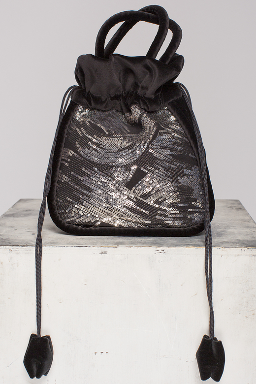 Сумка бархатная с пайетками, цвет черный