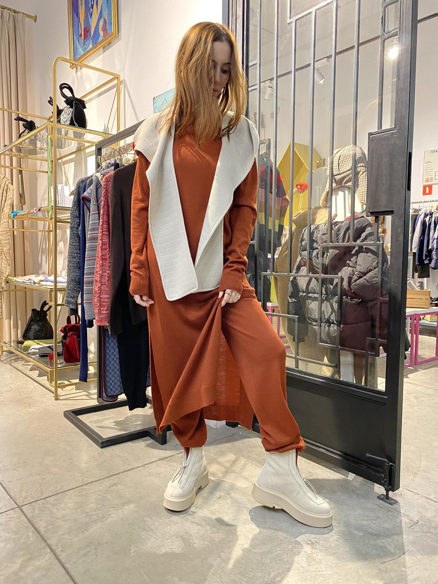 Костюм: туника+шаровары, цвет терракотовый