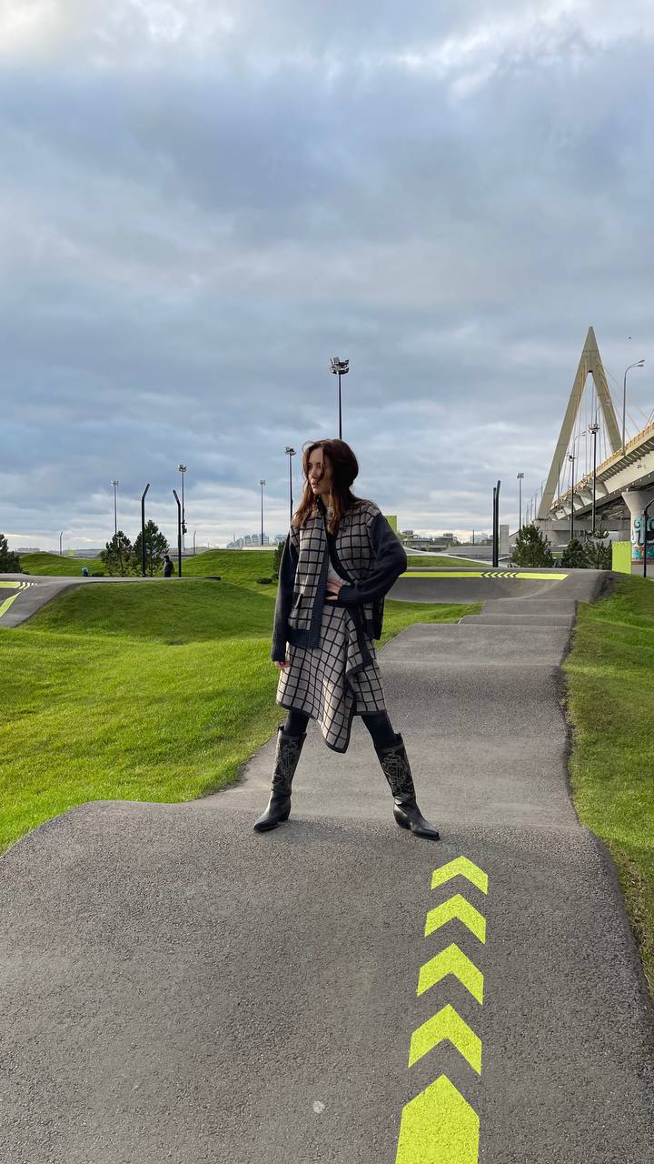 Юбка асимметрия, цвет серый/молочный