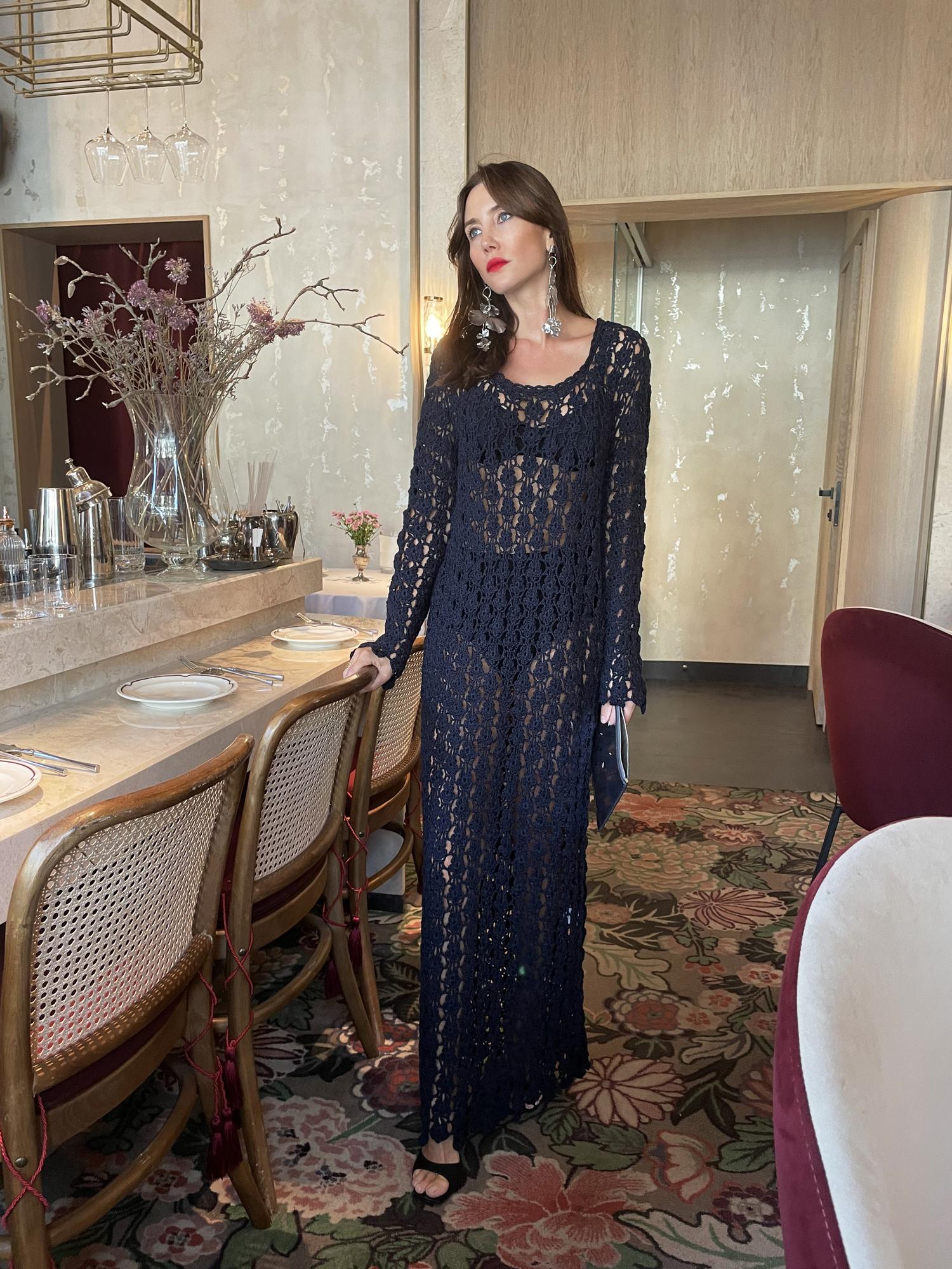 Платье "кроше" цвет синий