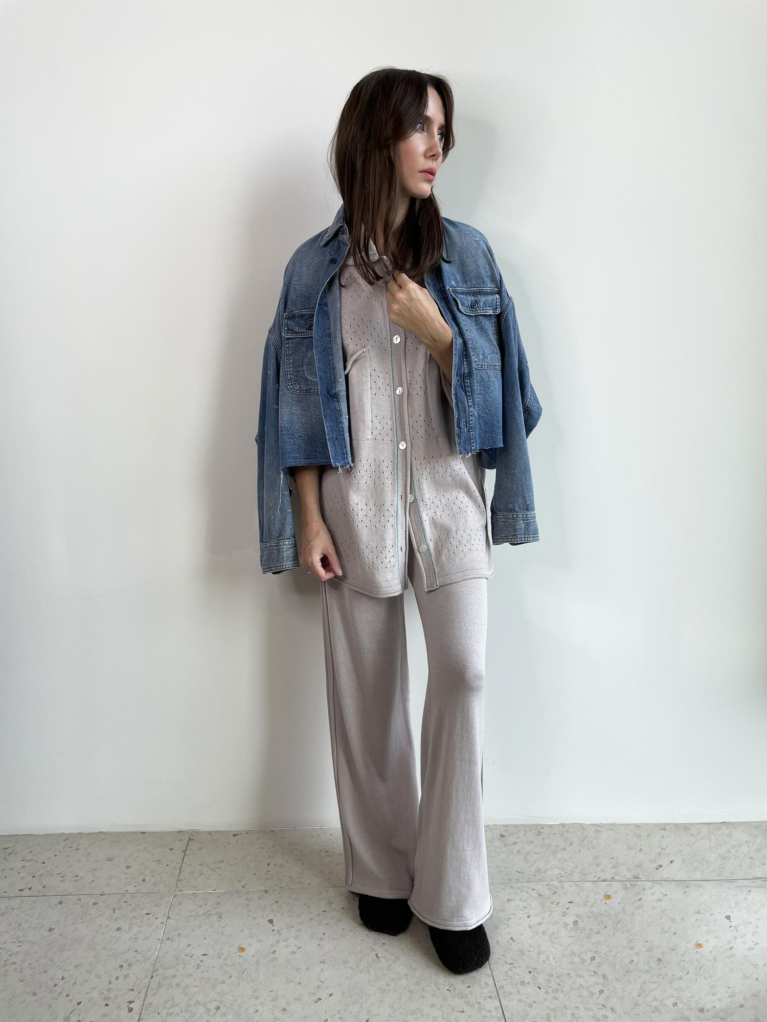 Костюм брючный из хлопка, цвет жемчужно-бежевый