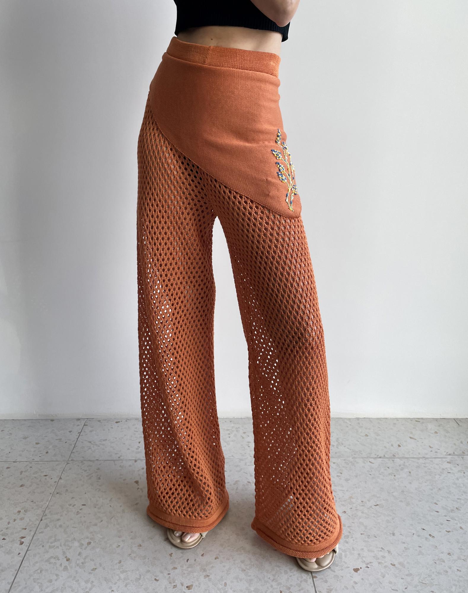 Брюки "сетка", цвет оранж