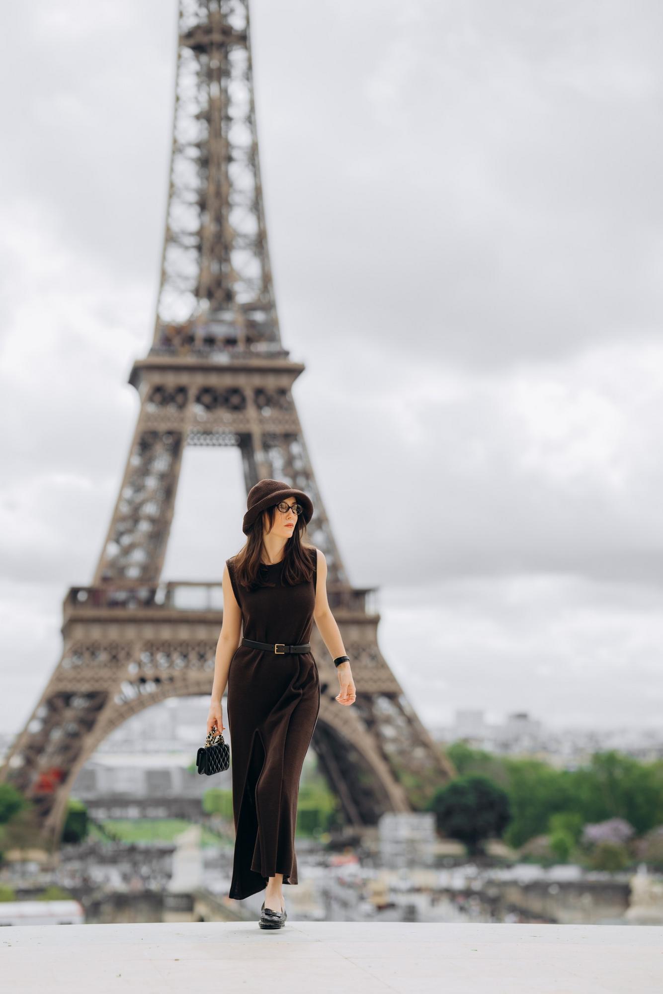 Платье макси с разрезом,  цвет горький шоколад