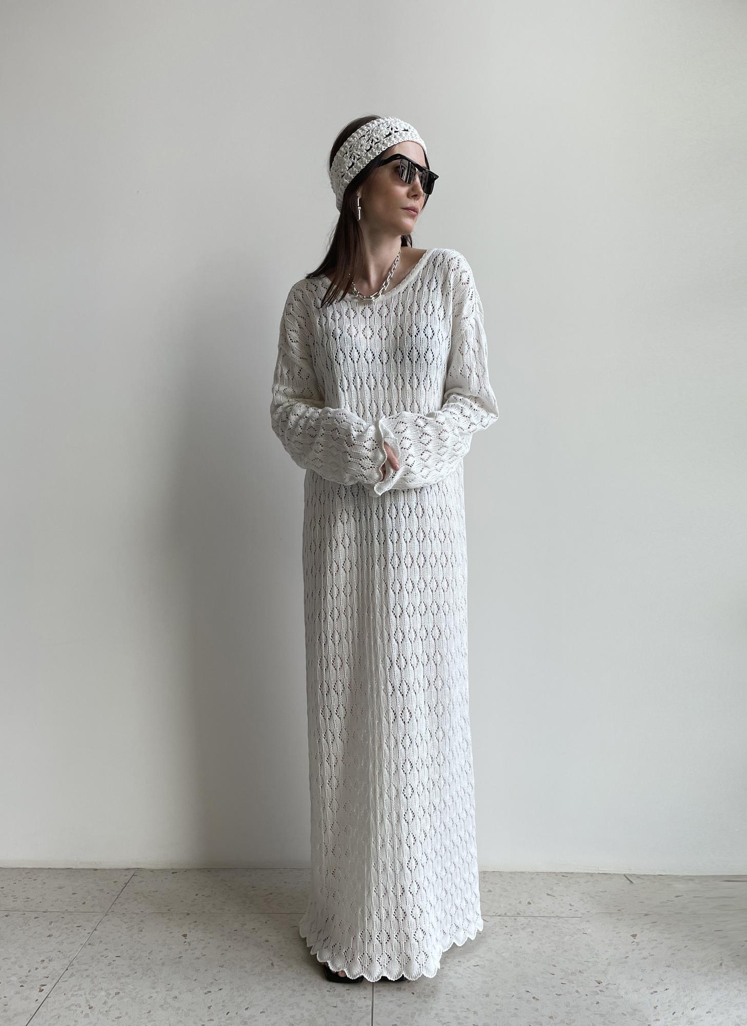Платье макси ажурное, цвет белый