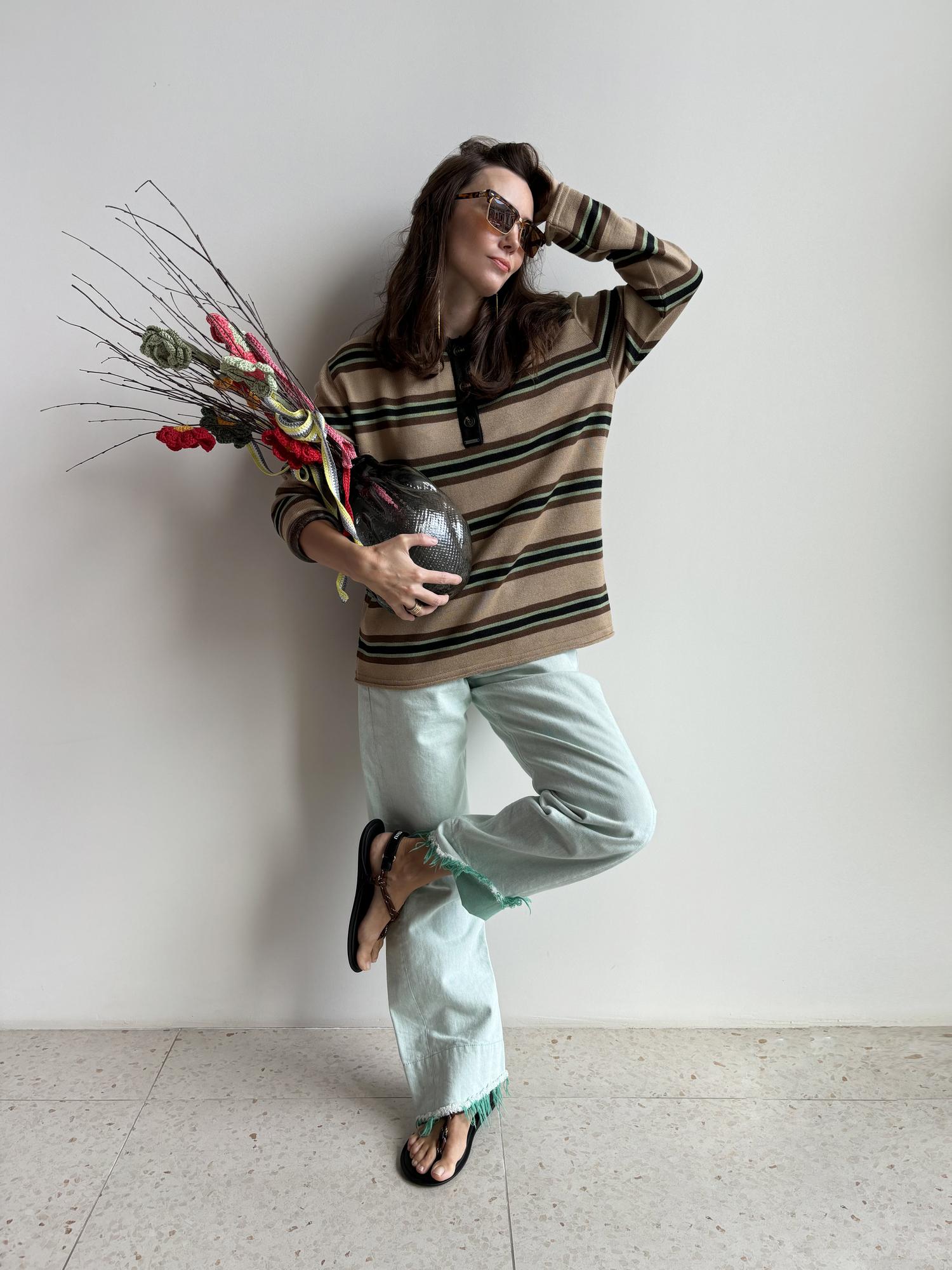 Свитер поло с длинным рукавом