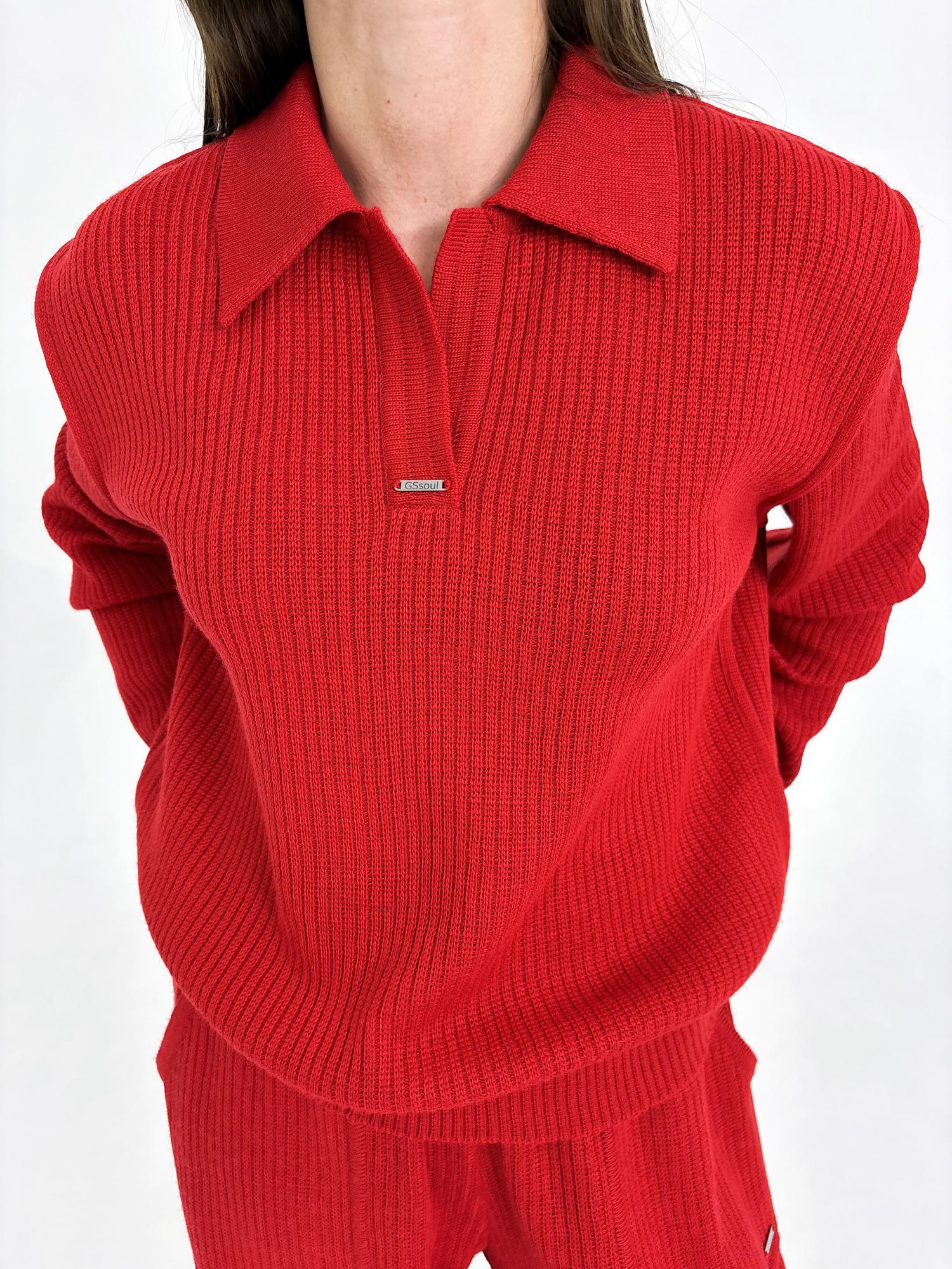 Джемпер ворот поло, алый