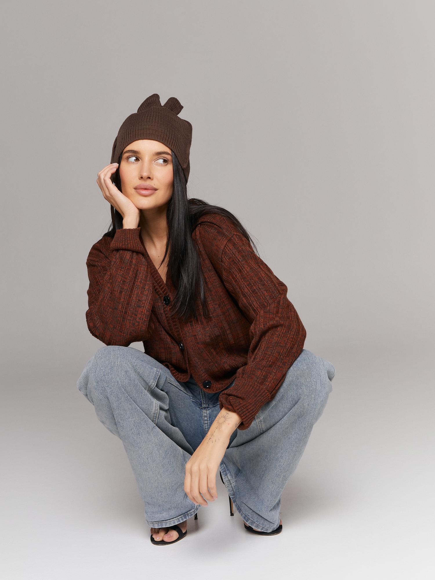 Шапка-снуд "Конфетка", цвет шоколад