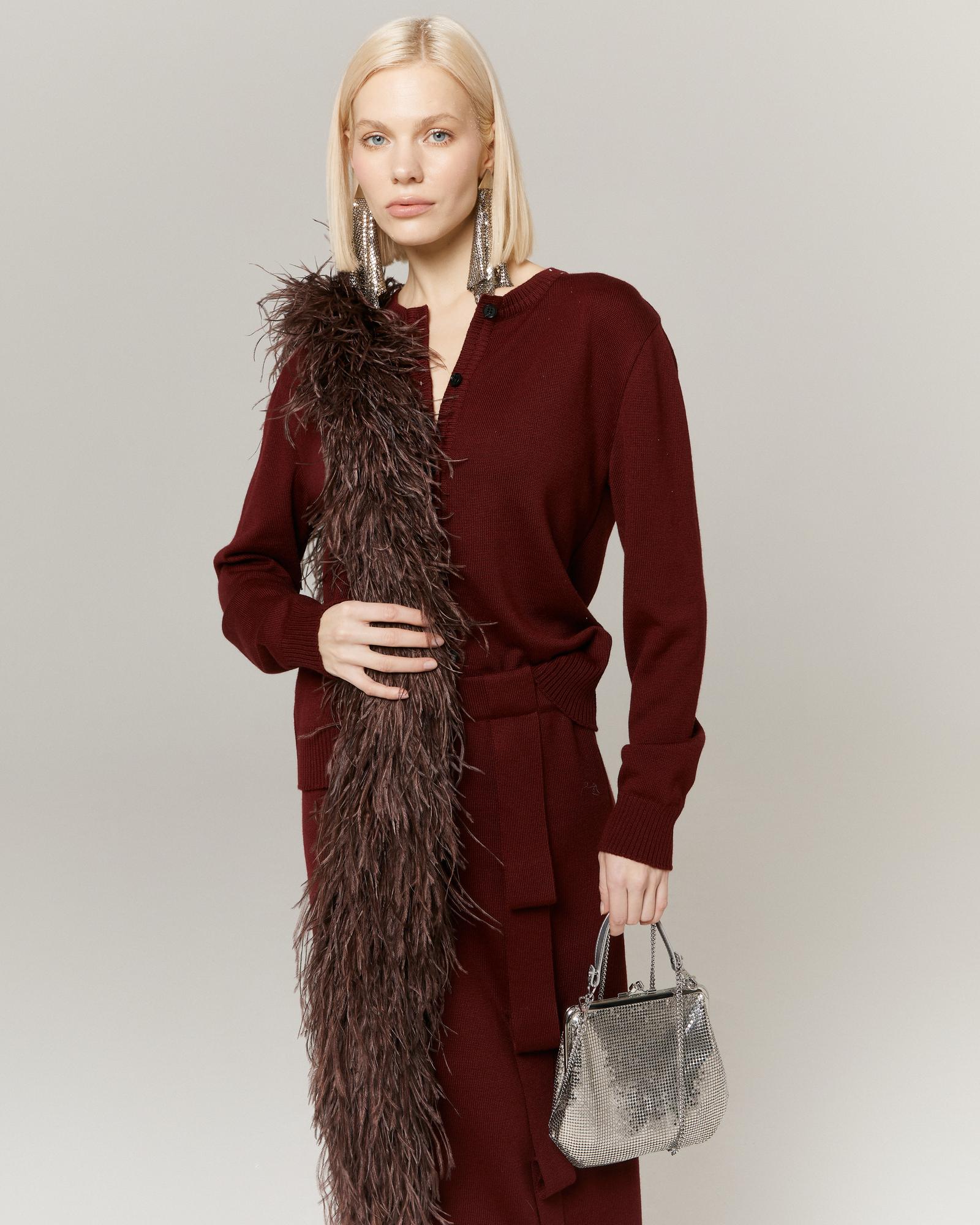 Кардиган с лентами, бордо