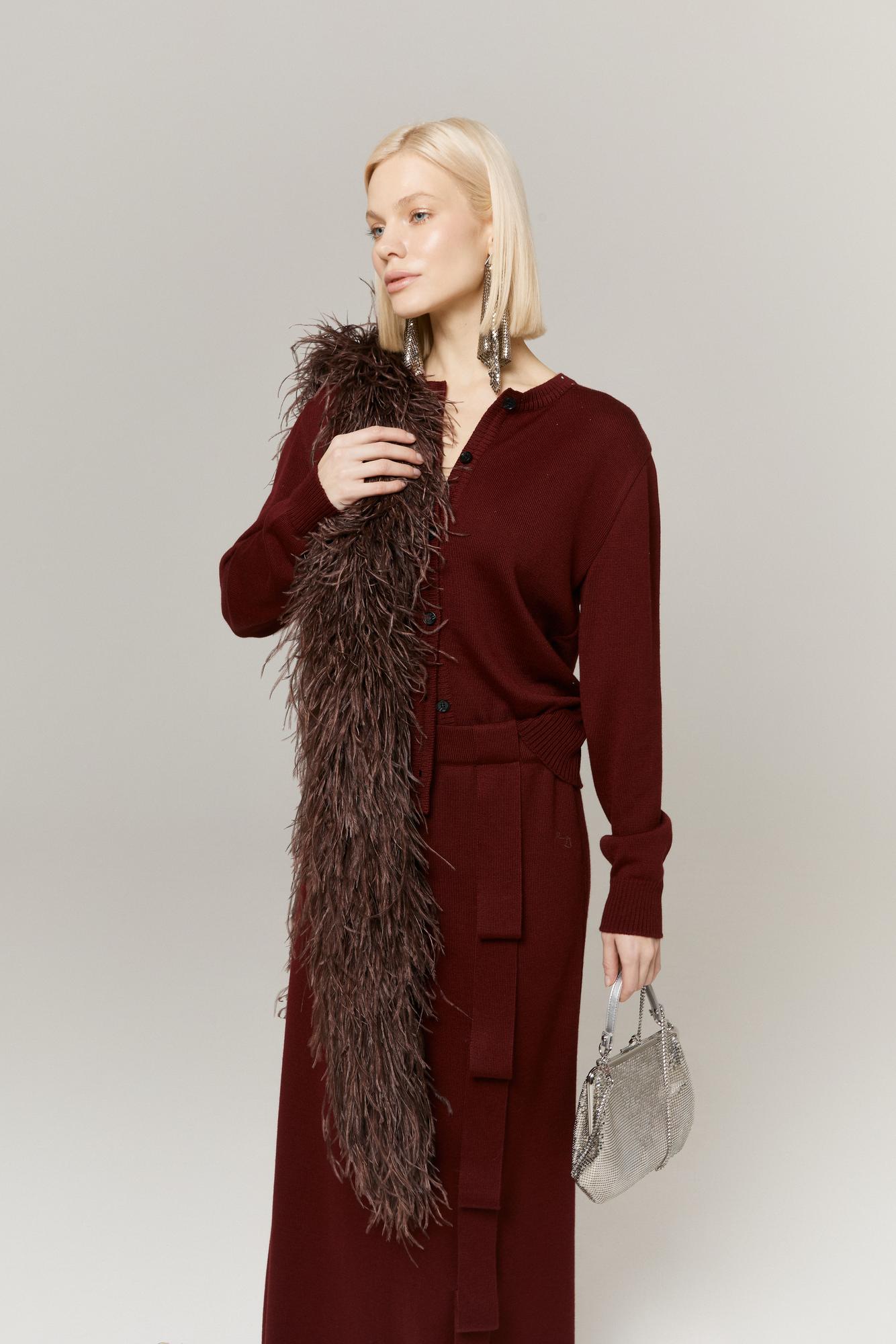 Кардиган с лентами, бордо