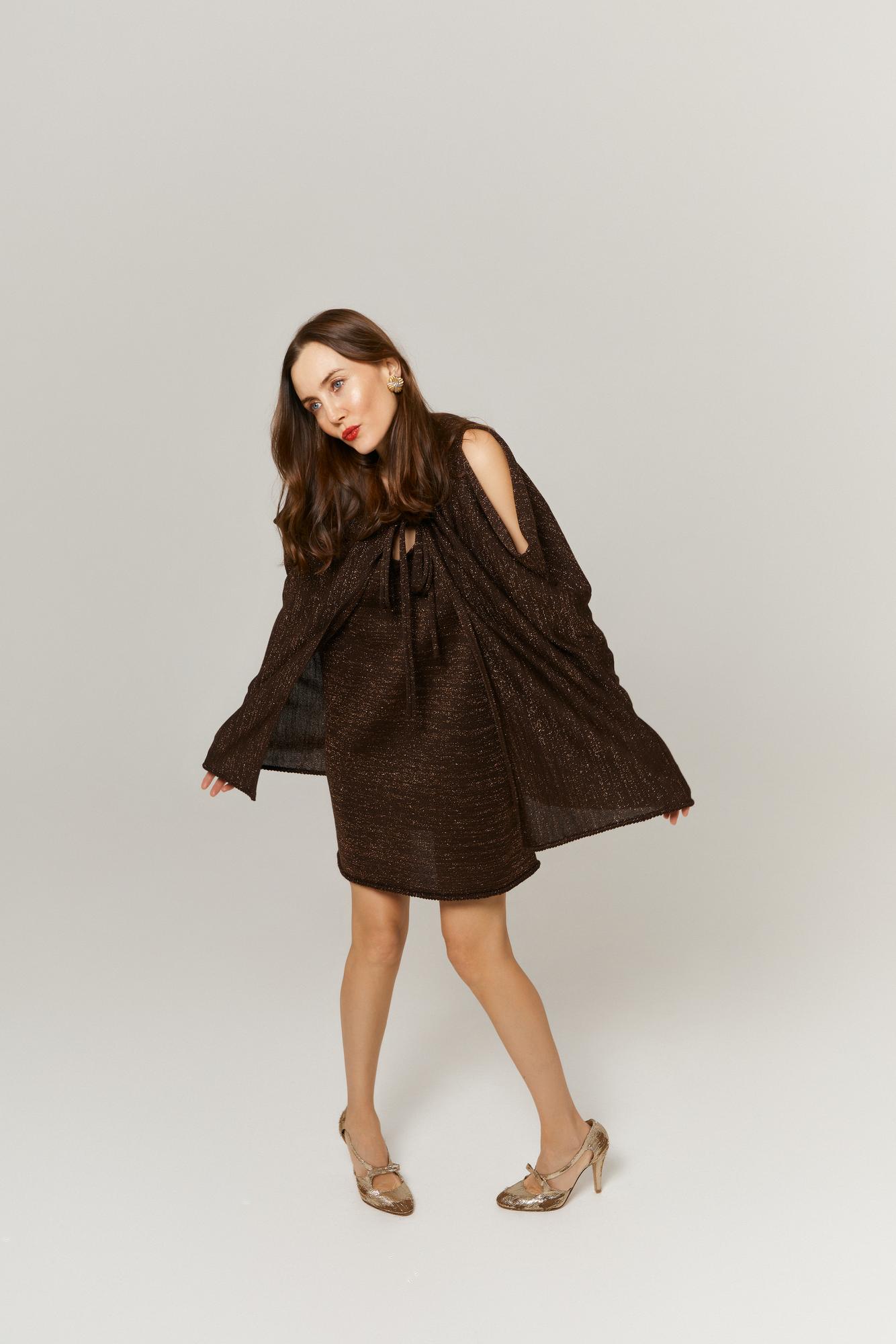 Пелерина, люрекс, шоколад/золото