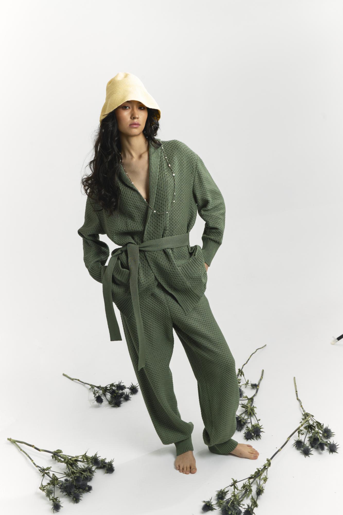 Фактурный кардиган с лацканами, соты