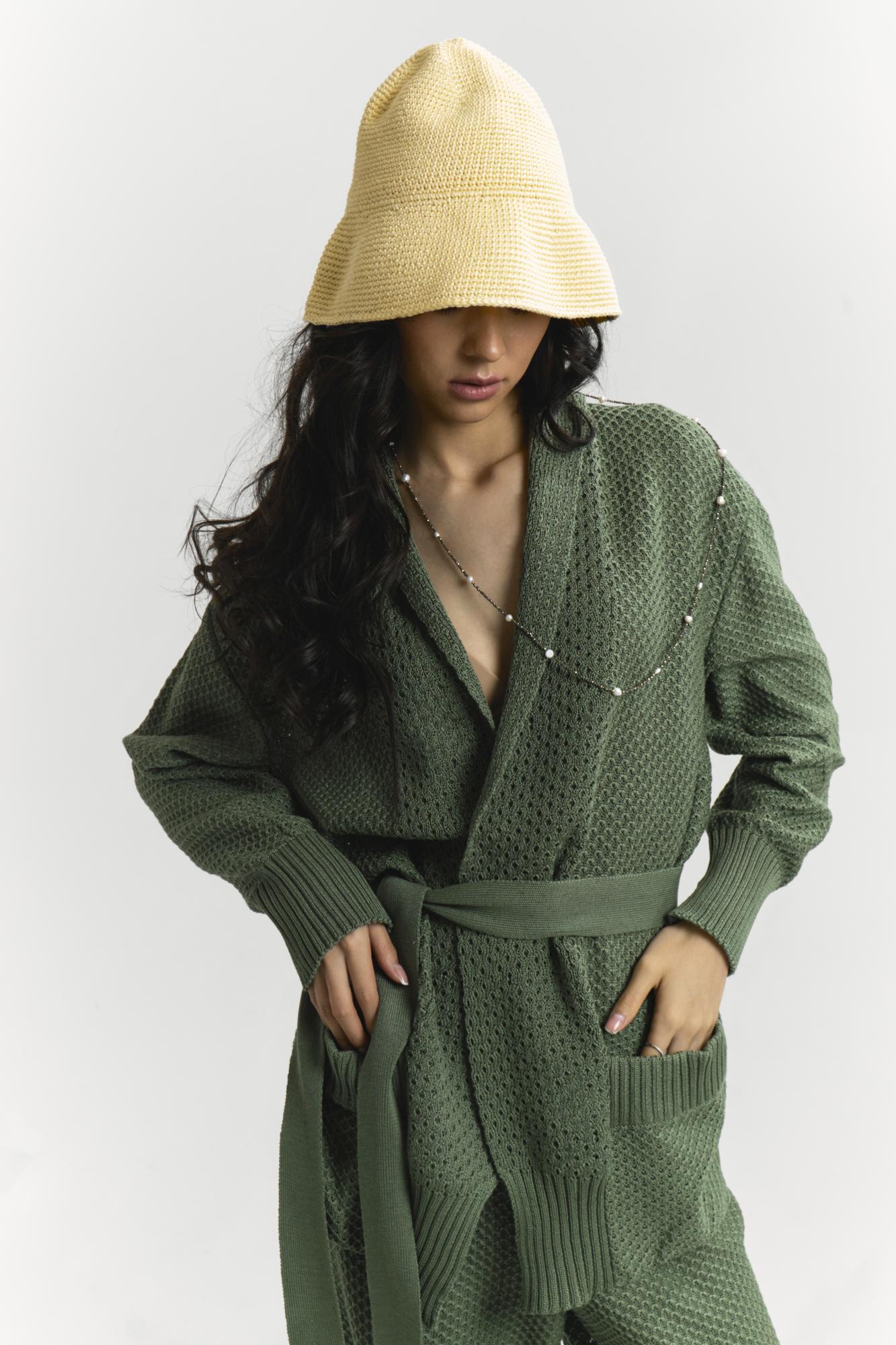 Фактурный кардиган с лацканами, соты