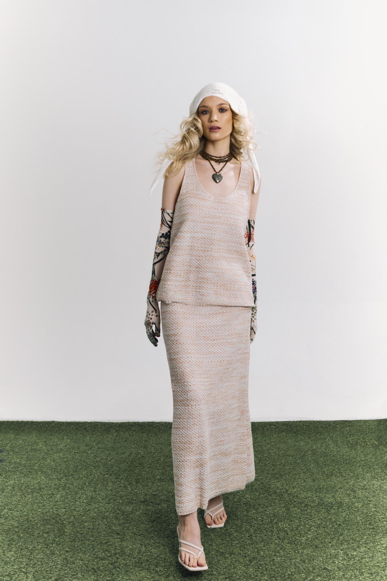 Юбка макси соты, меланж