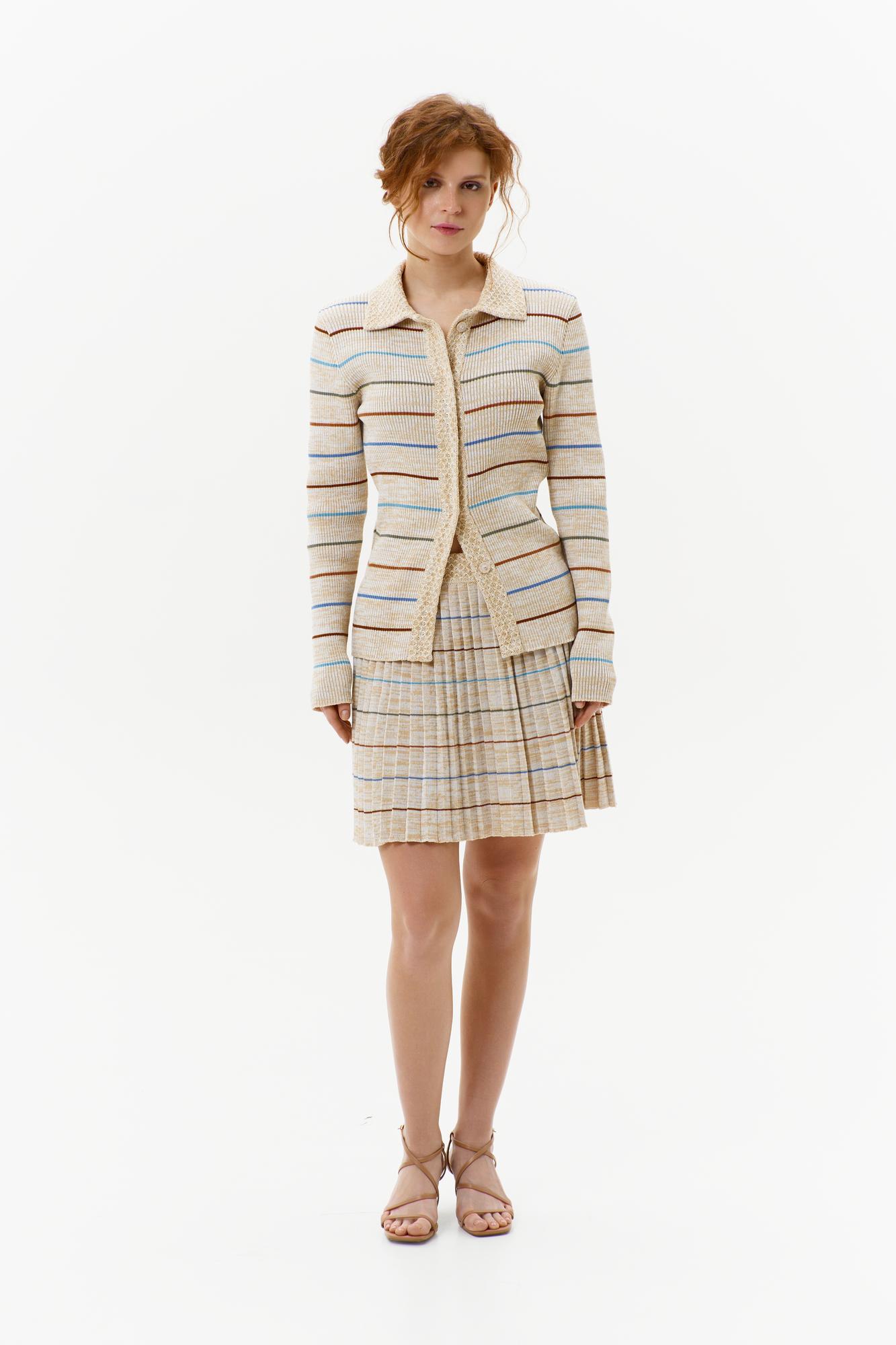 Кардиган в полоску, меланж