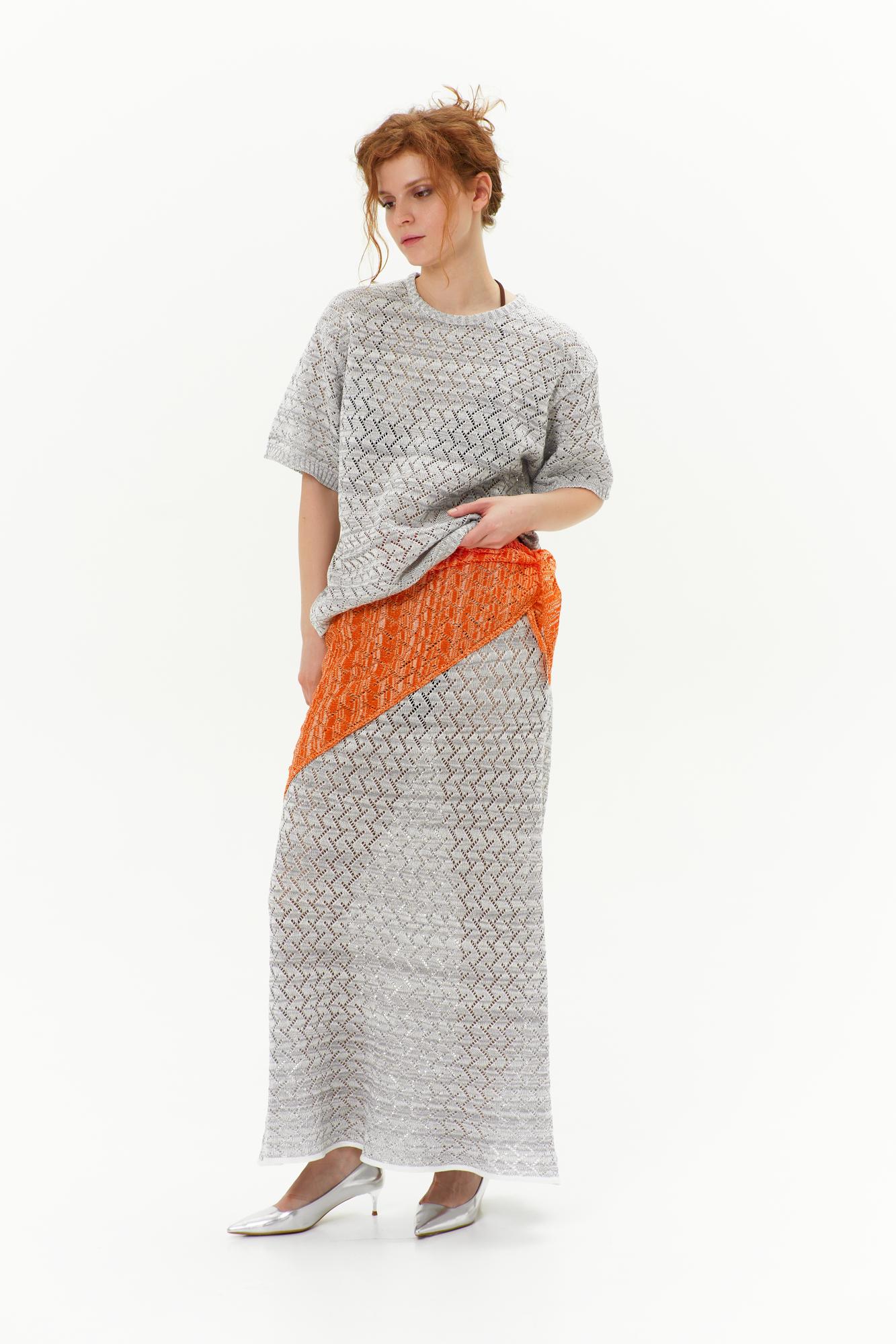 Косынка ажур, цвет апельсиновый меланж