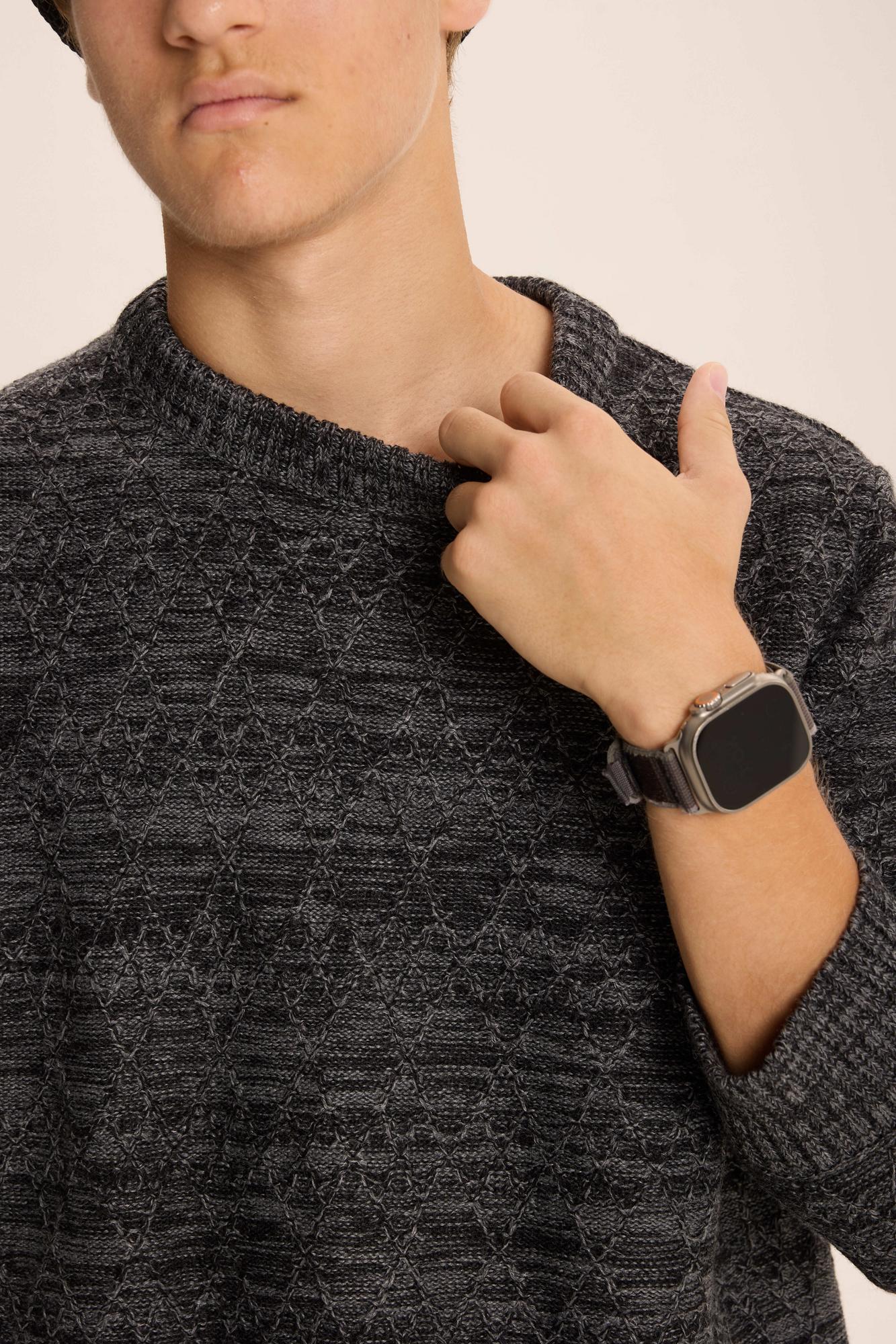 Свитер фактурный, мужской,  меланж