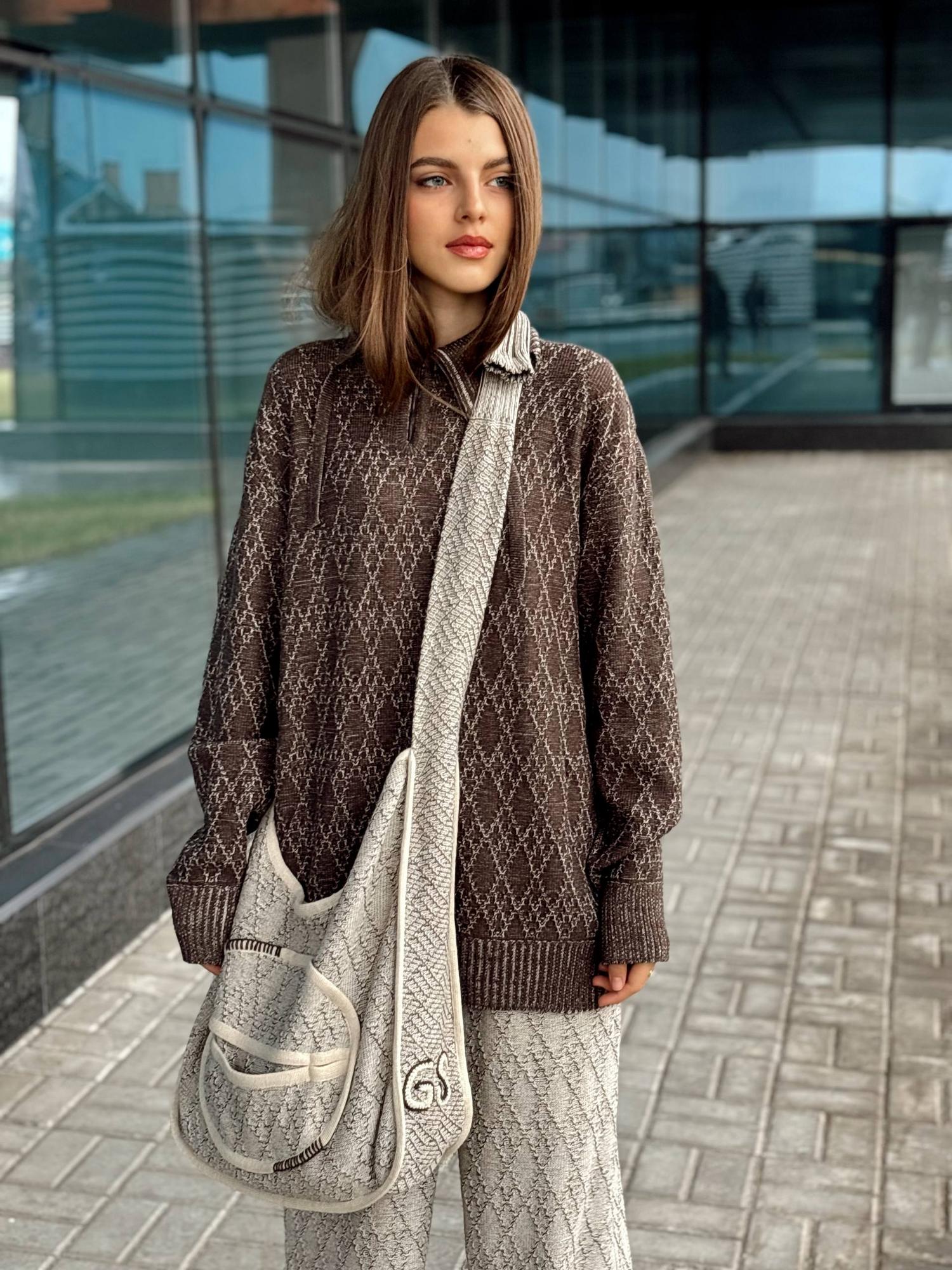 Свитер-гольф, ромбы, кофе