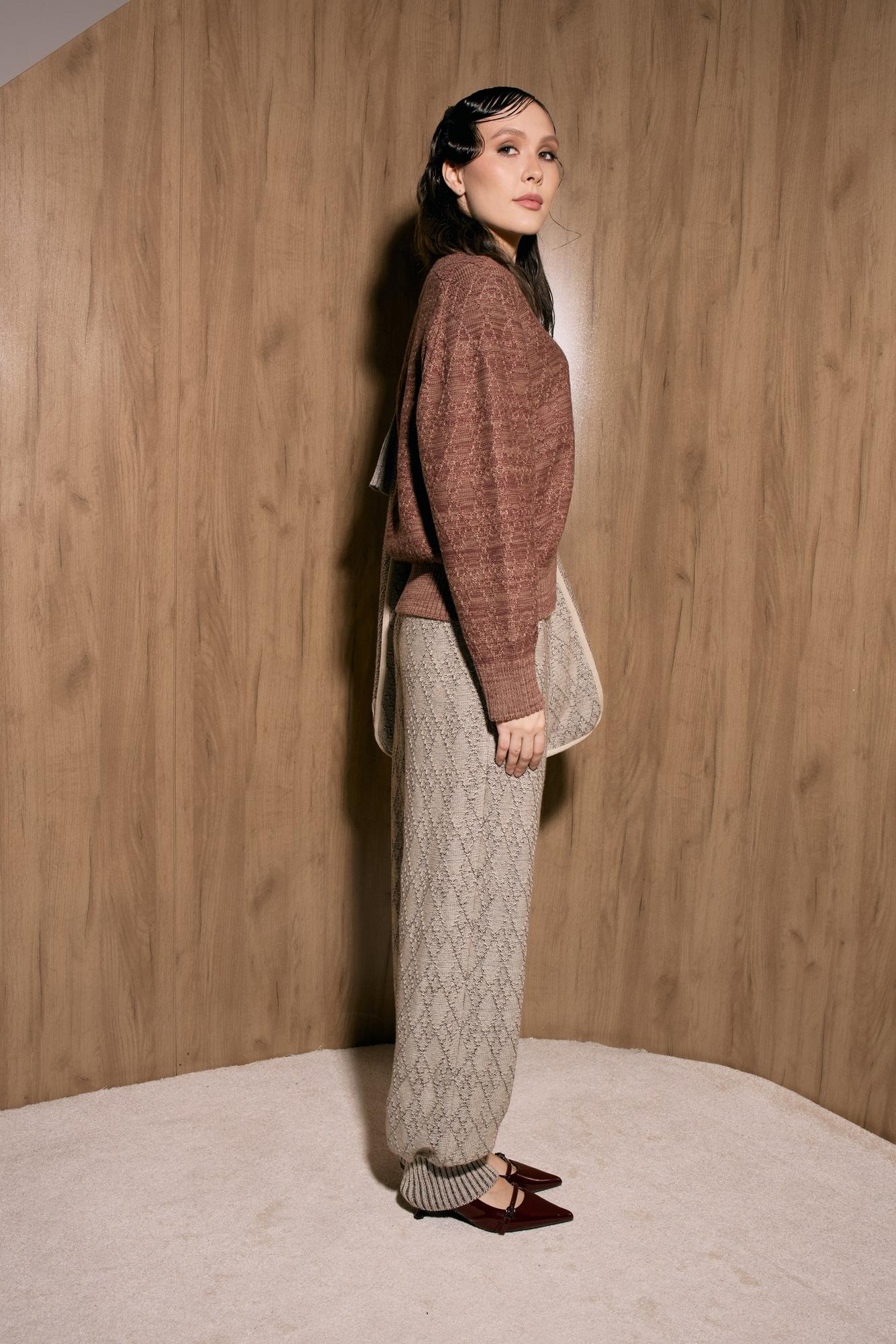 Джоггеры, вязка ромбы, меланж