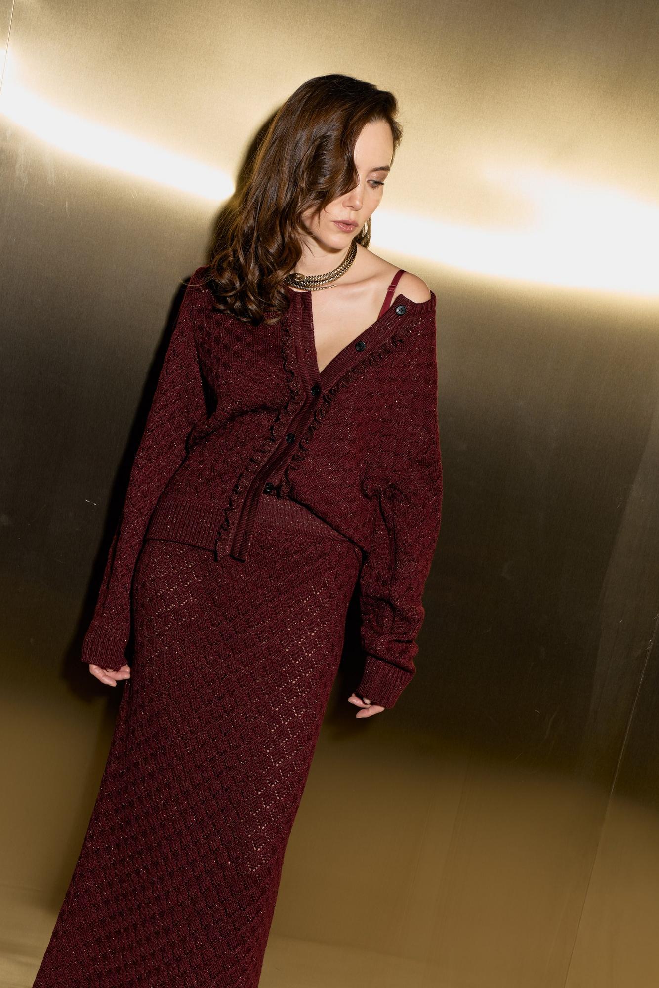 Кардиган, рюши, люрекс ажур