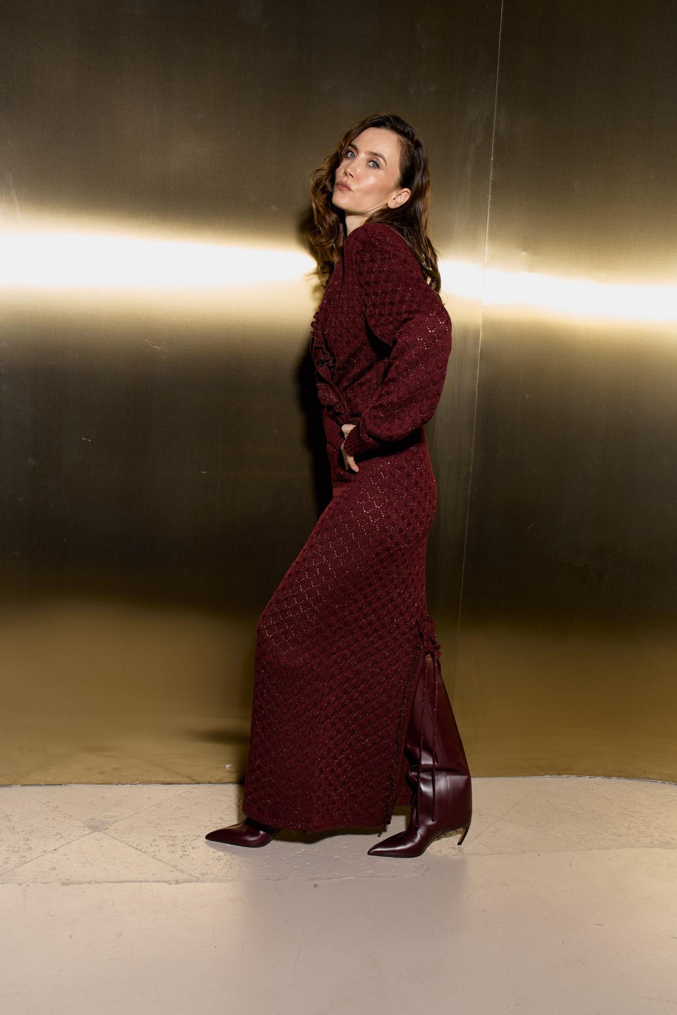 Юбка макси, рюши, люрекс ажур