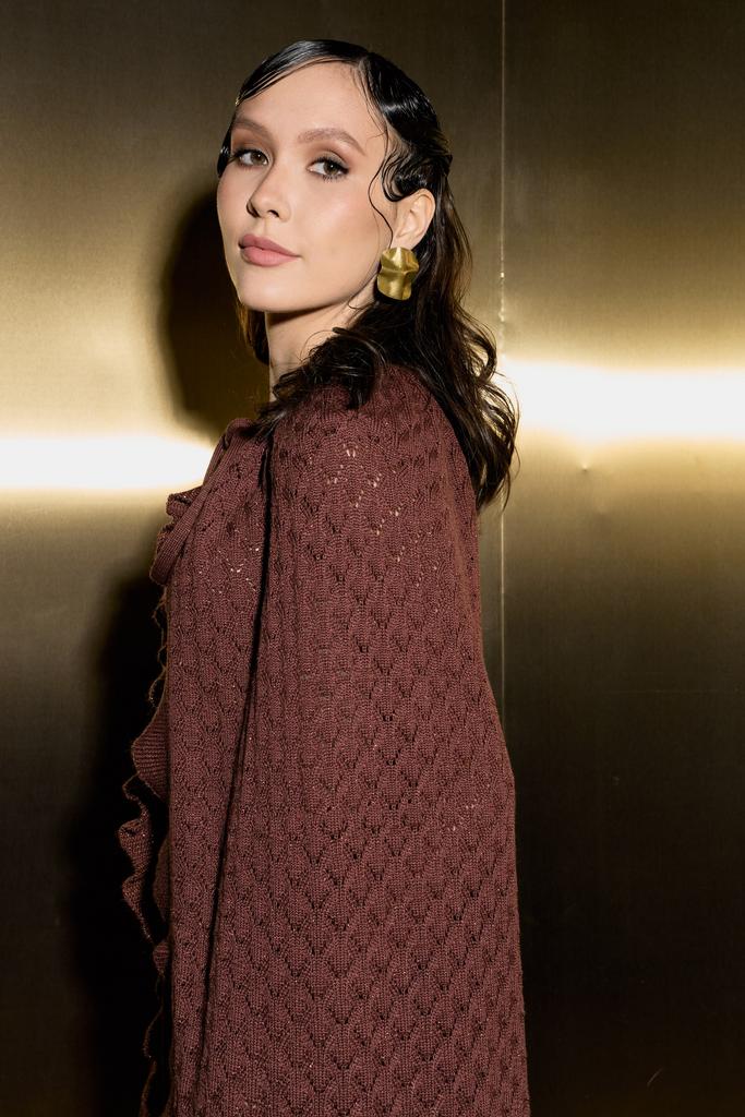 Кейп рюши, люрекс ажур