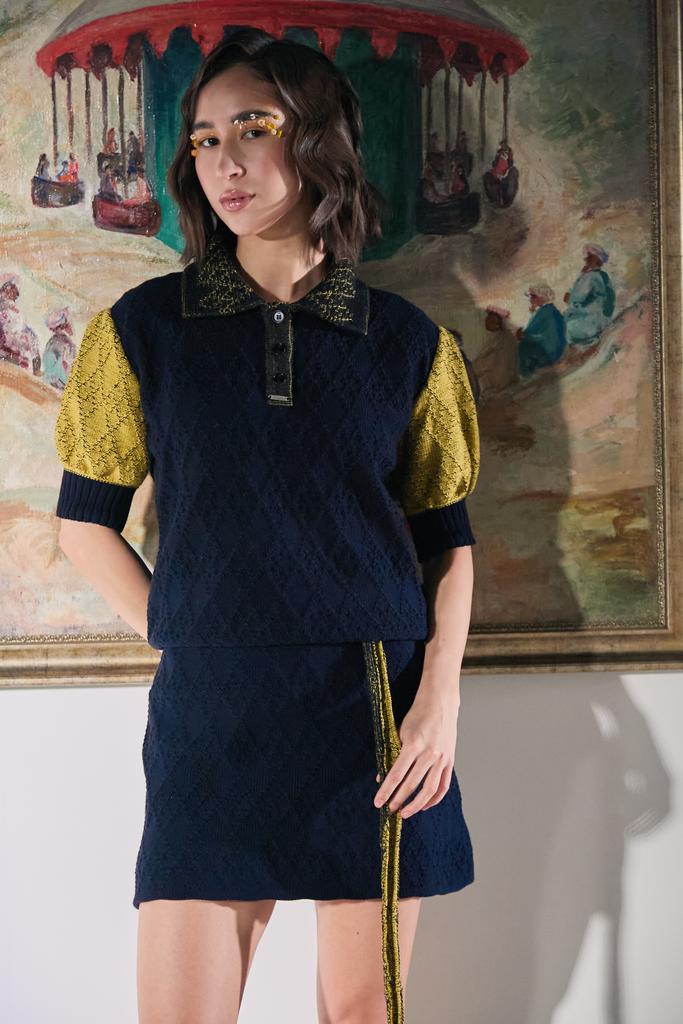 Джемпер поло меланж ромбы