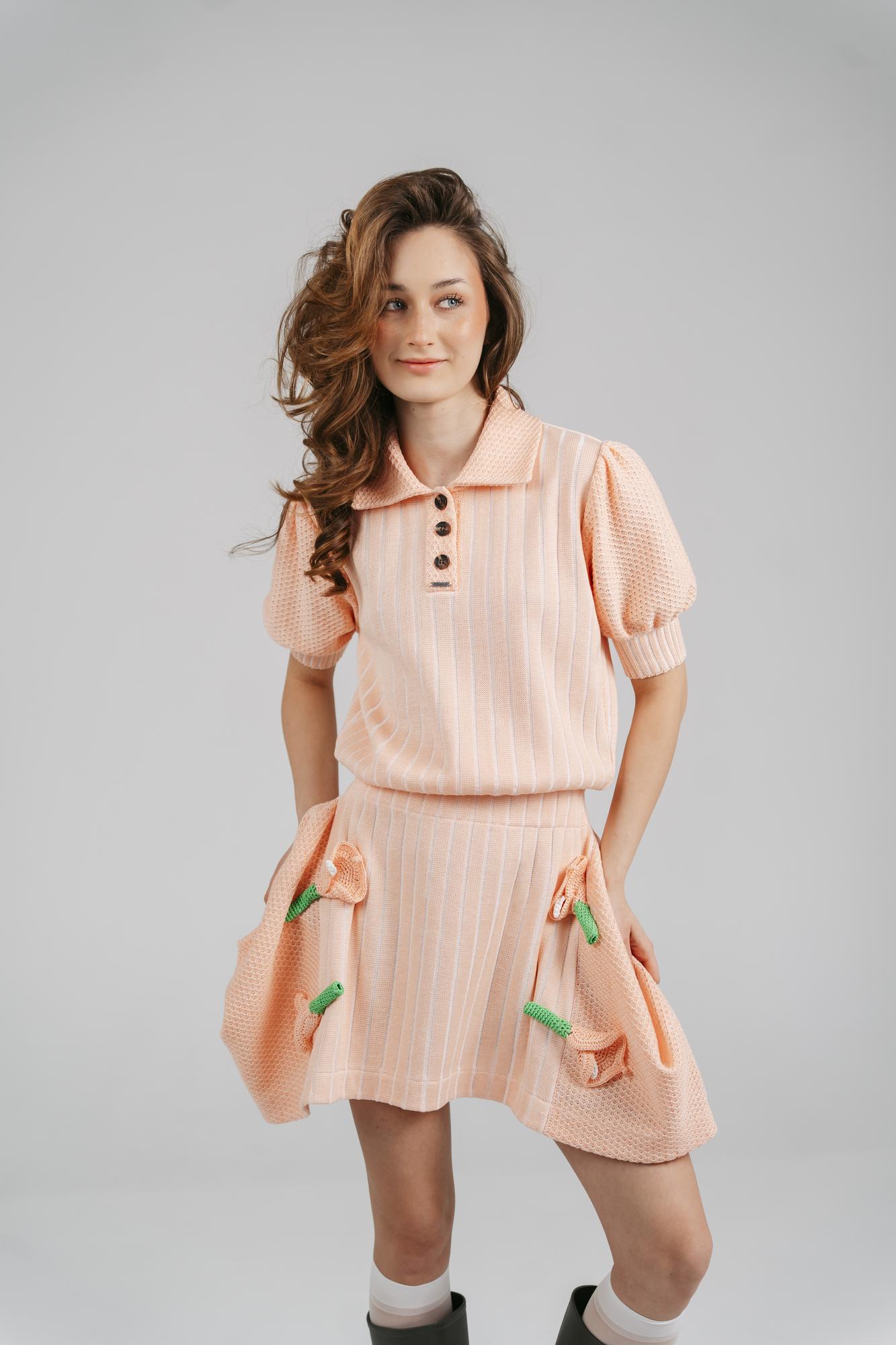 Джемпер - поло, персиково-розовый