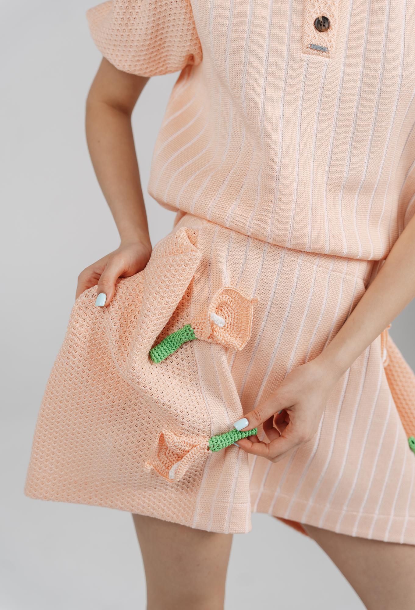 Юбка мини, персик