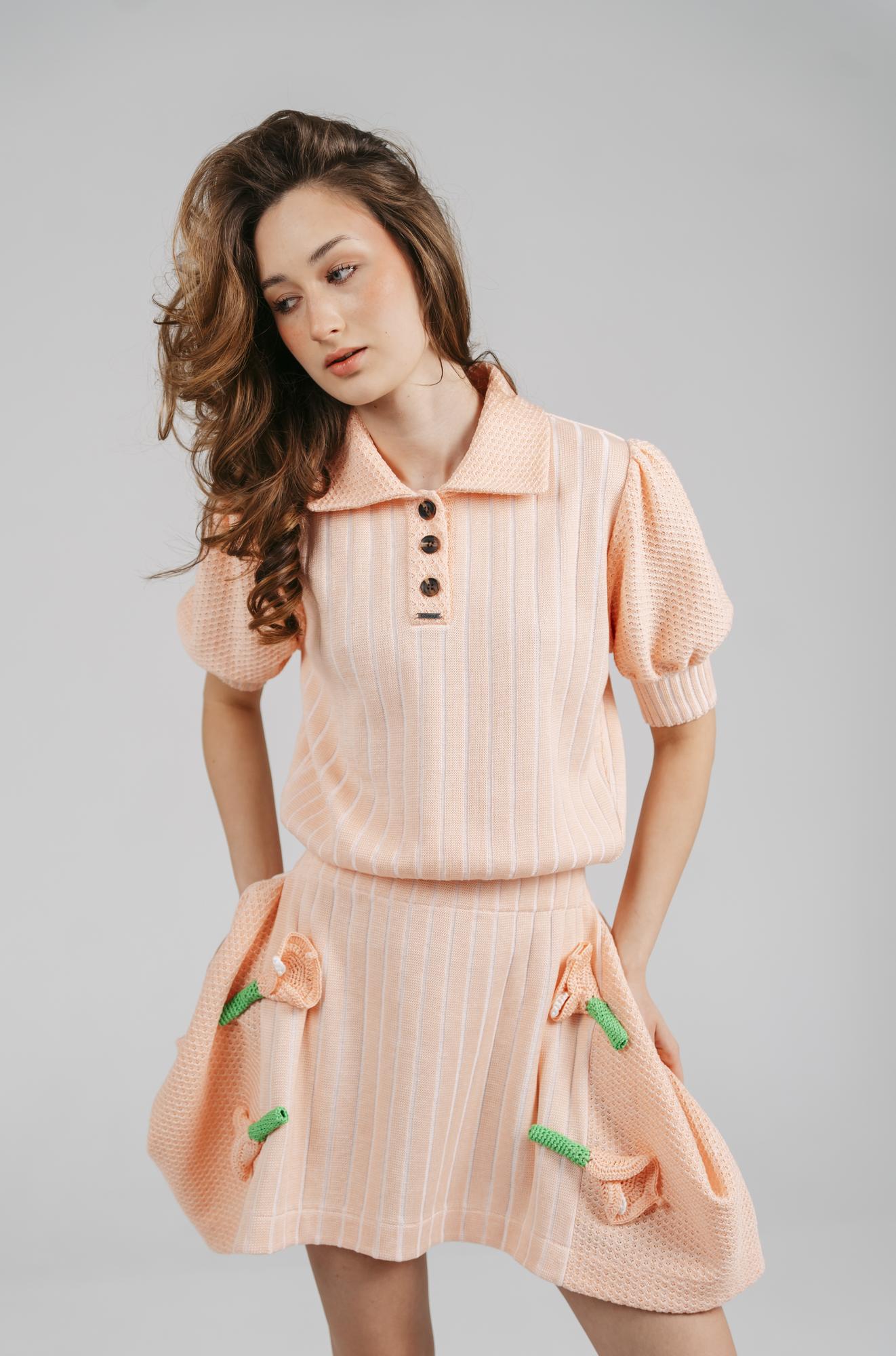 Юбка мини, персик