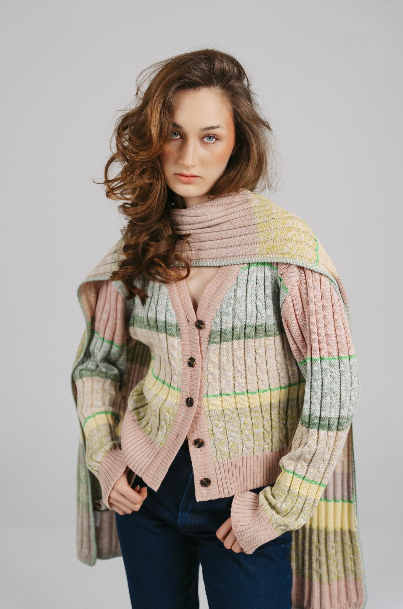 Кардиган меланж косы, пастель