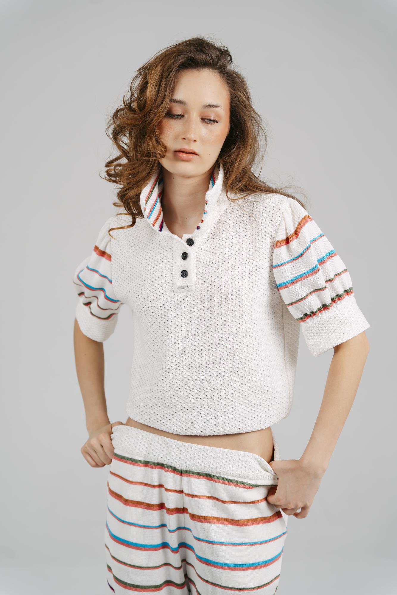 Джемпер - поло, полоска