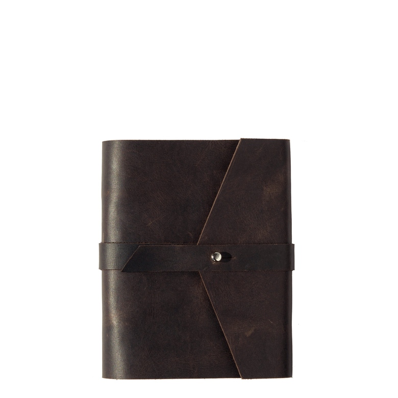 Кожаный блокнот А6 на кольцах с ремнём и кобурной застёжкой