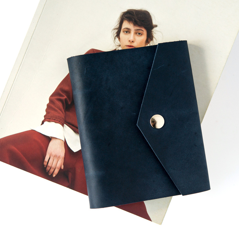 Кожаный блокнот А6 на кольцах с магнитной кнопкой