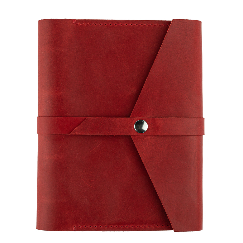 Кожаный блокнот на кольцах с удобным фальш-ремнём и магнитной кнопкой, карманом и уплотнёнными форзацами