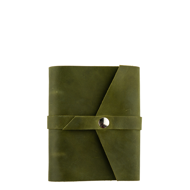 Кожаный блокнот А6 на кольцах с магнитной кнопкой на фальшремне