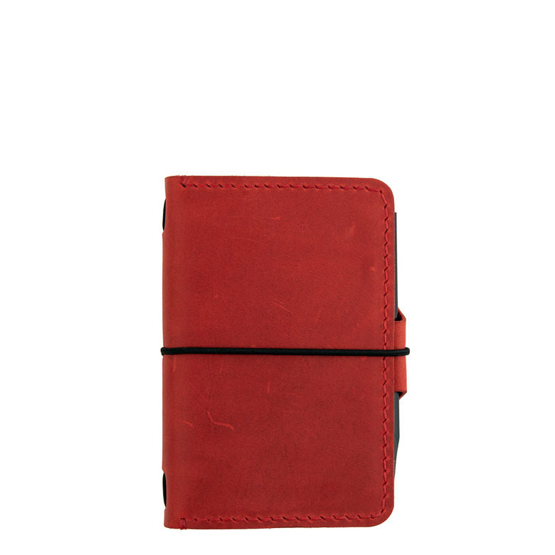 Кожаный блокнот А6 с карманами, креплением для ручки и сменными тетрадями на резинке