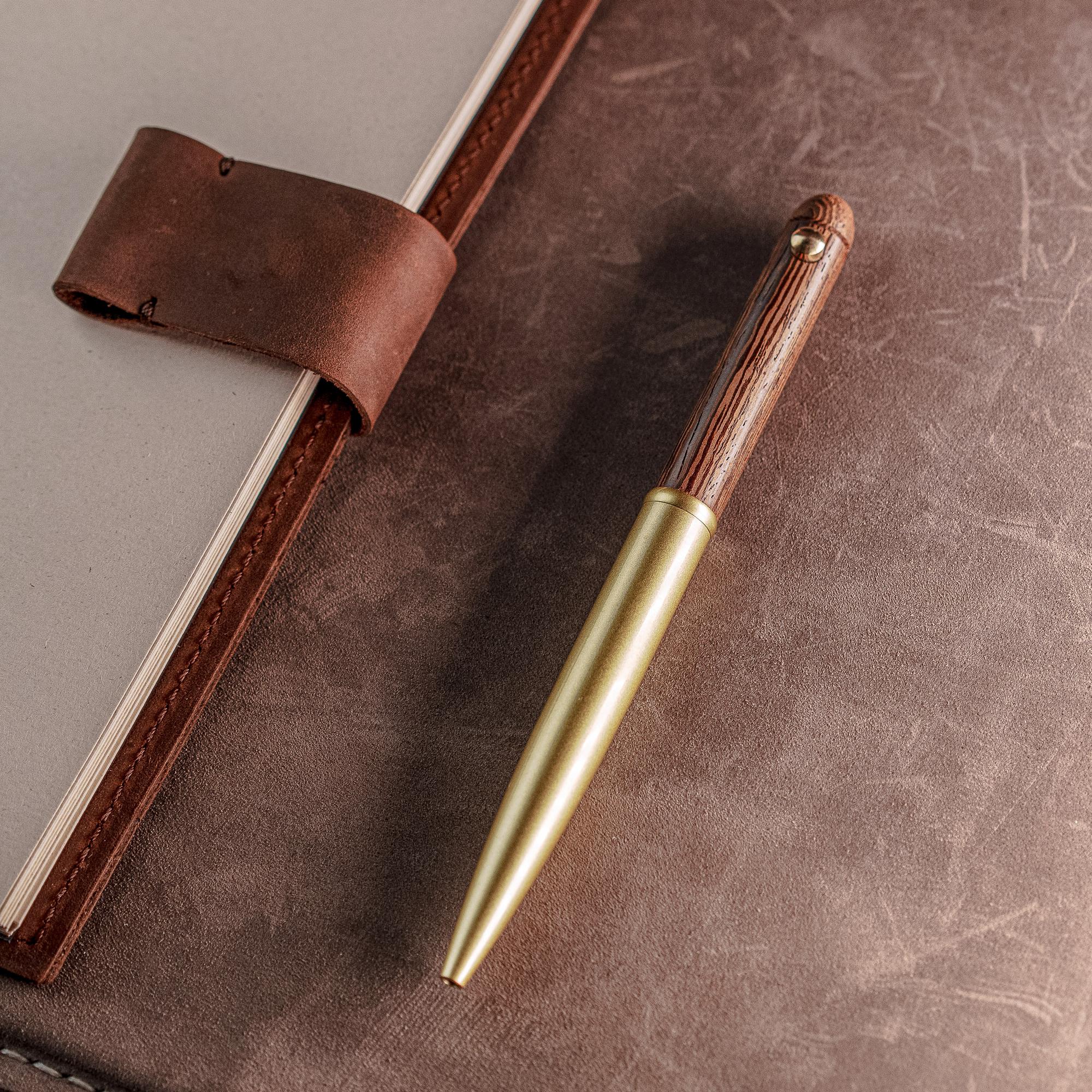 Красивая гелевая ручка с корпусом из натурального дерева и латуни, деревянная подарочная ручка черная