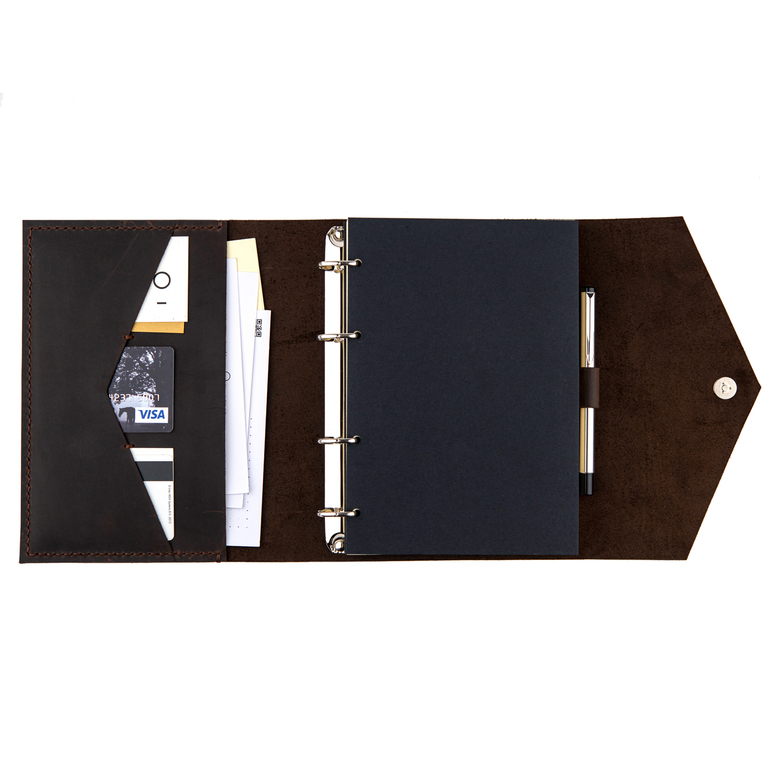 Ежедневник на кольцах, с карманом для фото и карт, c креплением для ручки внутри