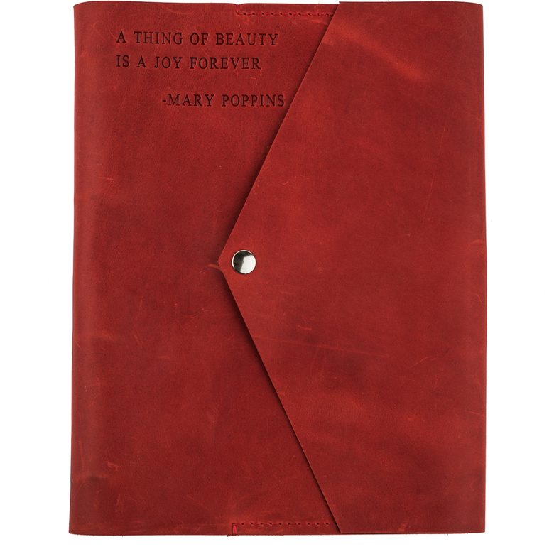 Кожаный блокнот на кольцах А4 с креплением для ручки и карманами